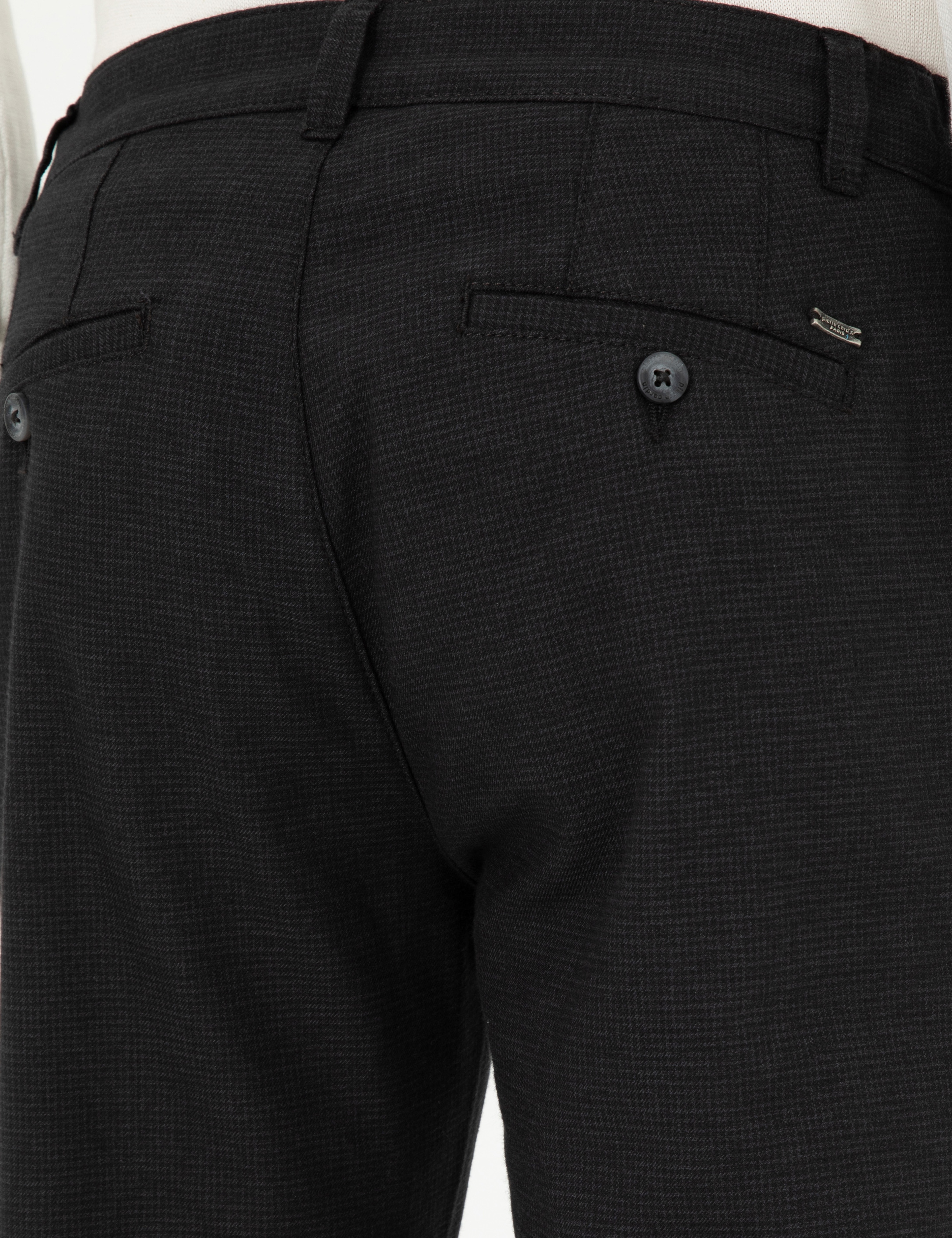 Siyah Slim Fit Kanvas Pantolon - Image 6