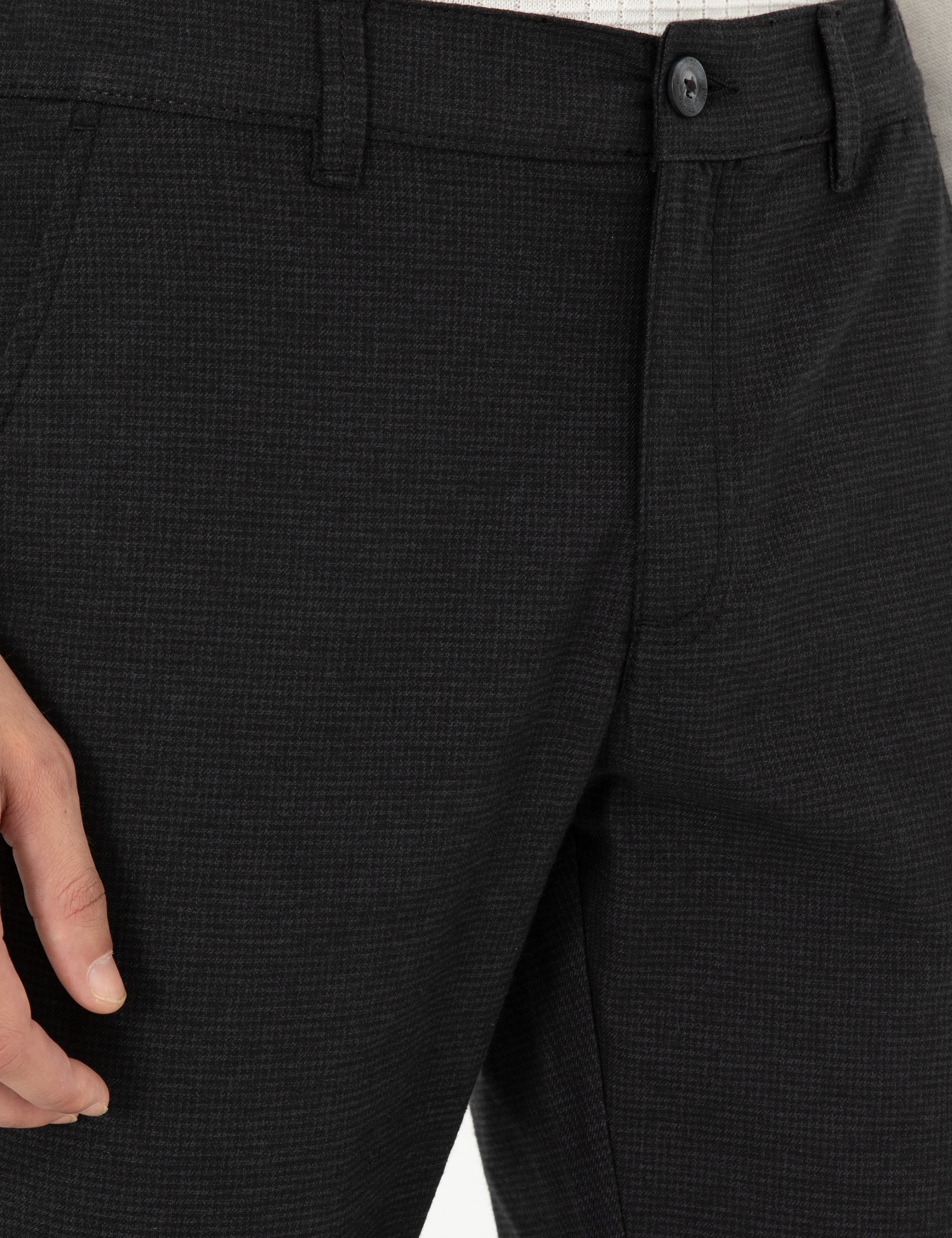 Siyah Slim Fit Kanvas Pantolon - Image 5