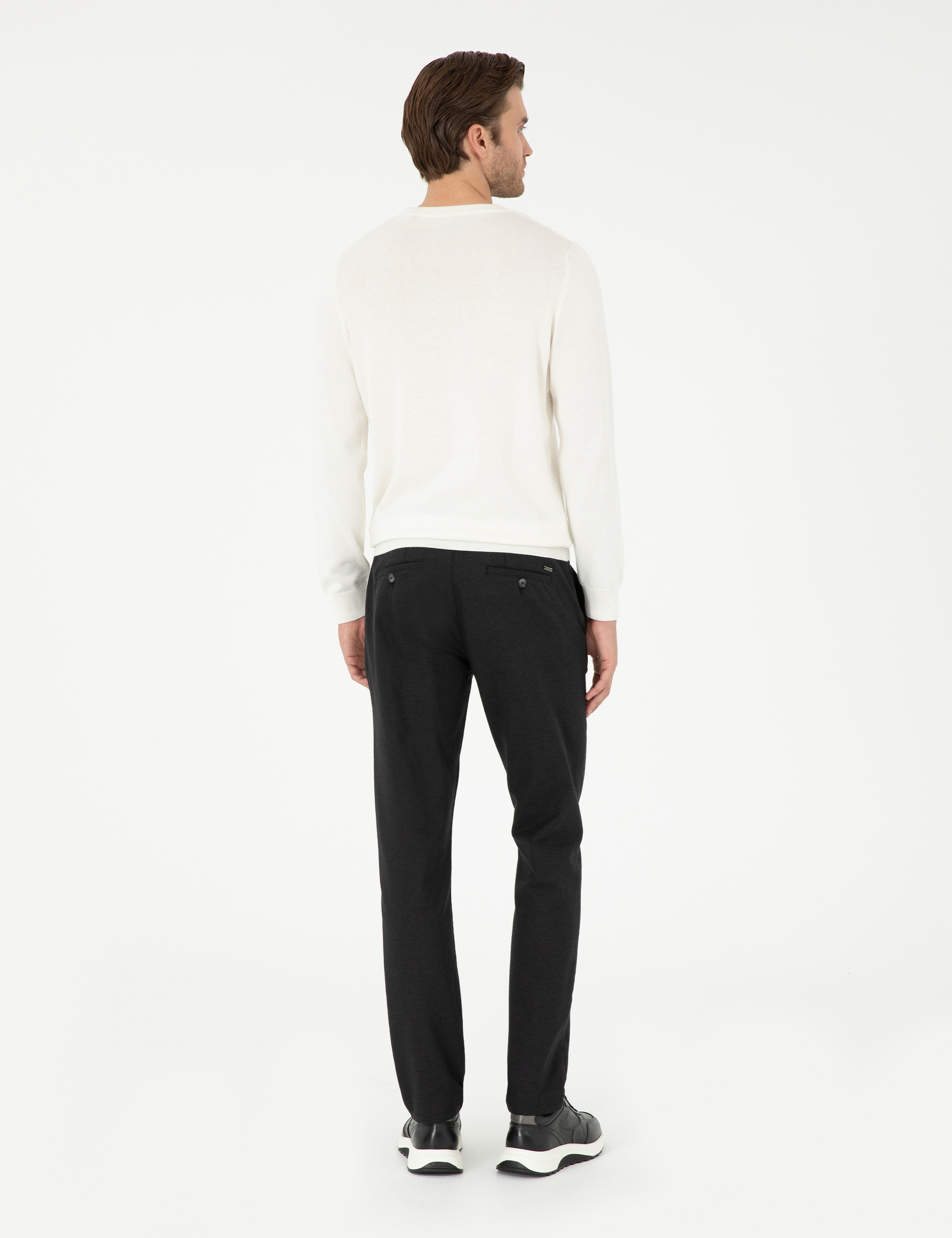 Siyah Slim Fit Kanvas Pantolon - Image 4