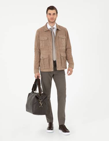 Vizon Slim Fit Çizgili Kanvas Pantolon