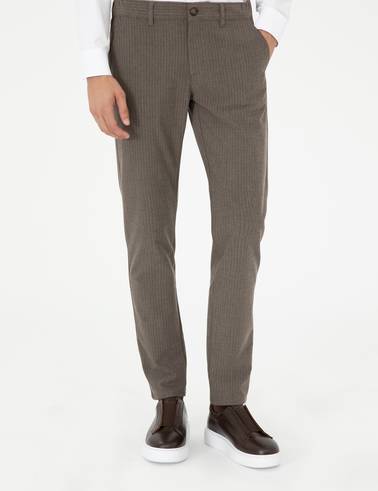 Vizon Slim Fit Çizgili Kanvas Pantolon