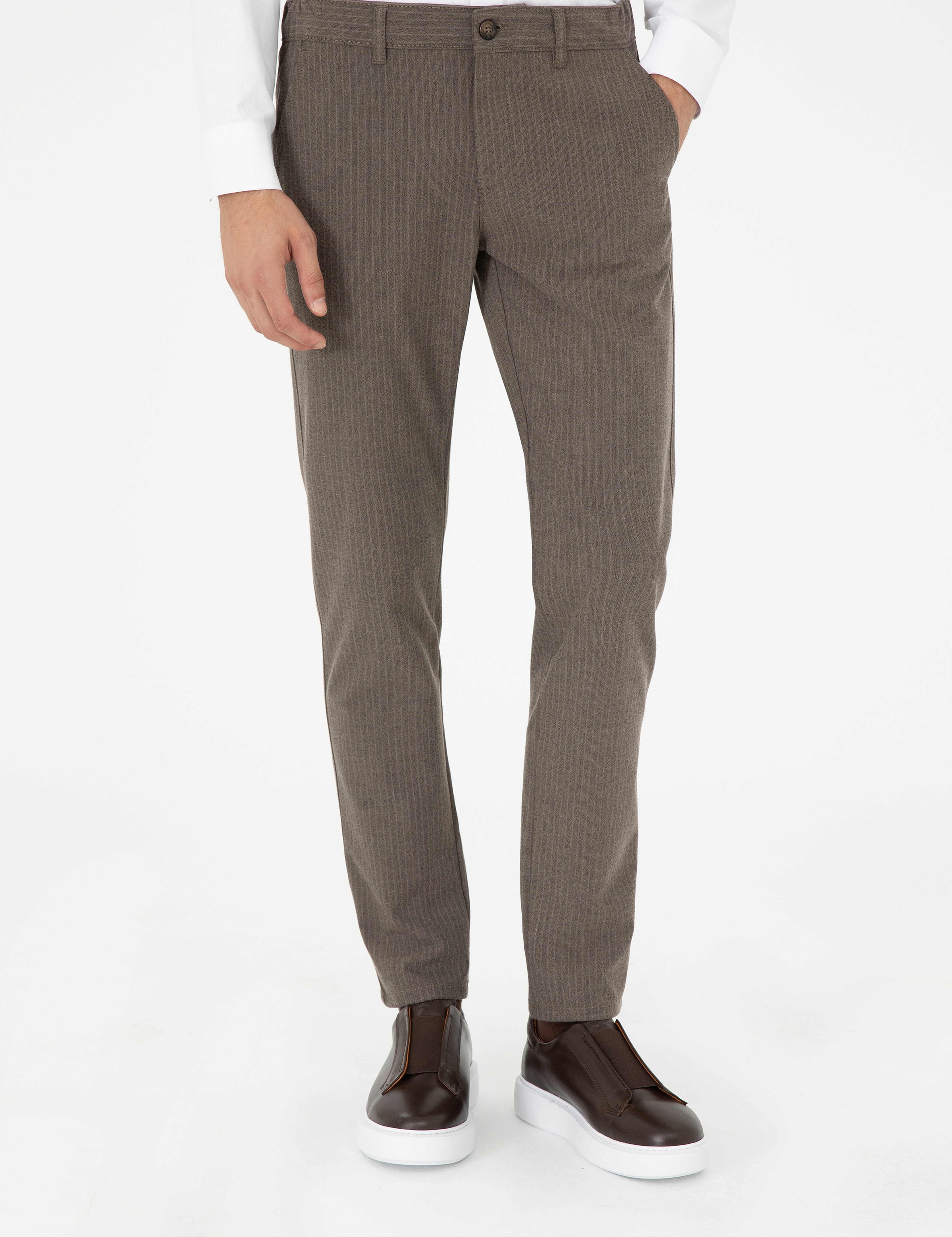 Vizon Slim Fit Çizgili Kanvas Pantolon - Image 2