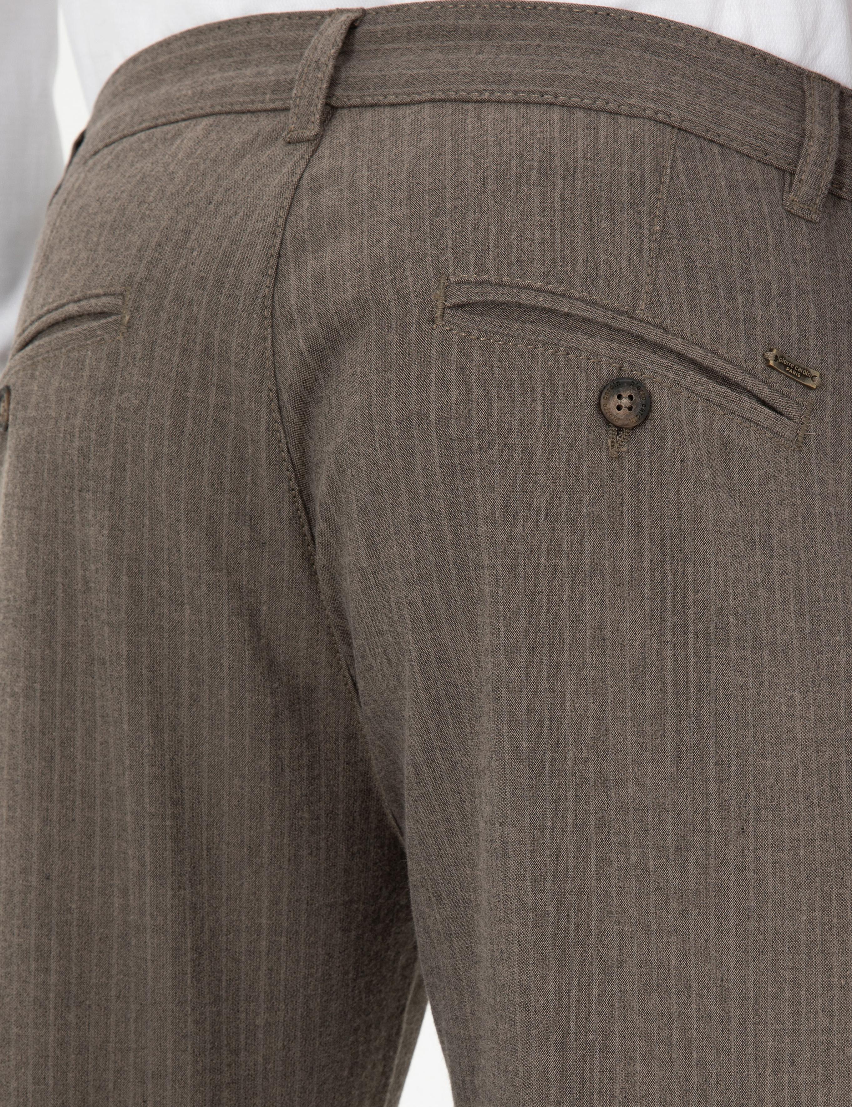 Vizon Slim Fit Çizgili Kanvas Pantolon