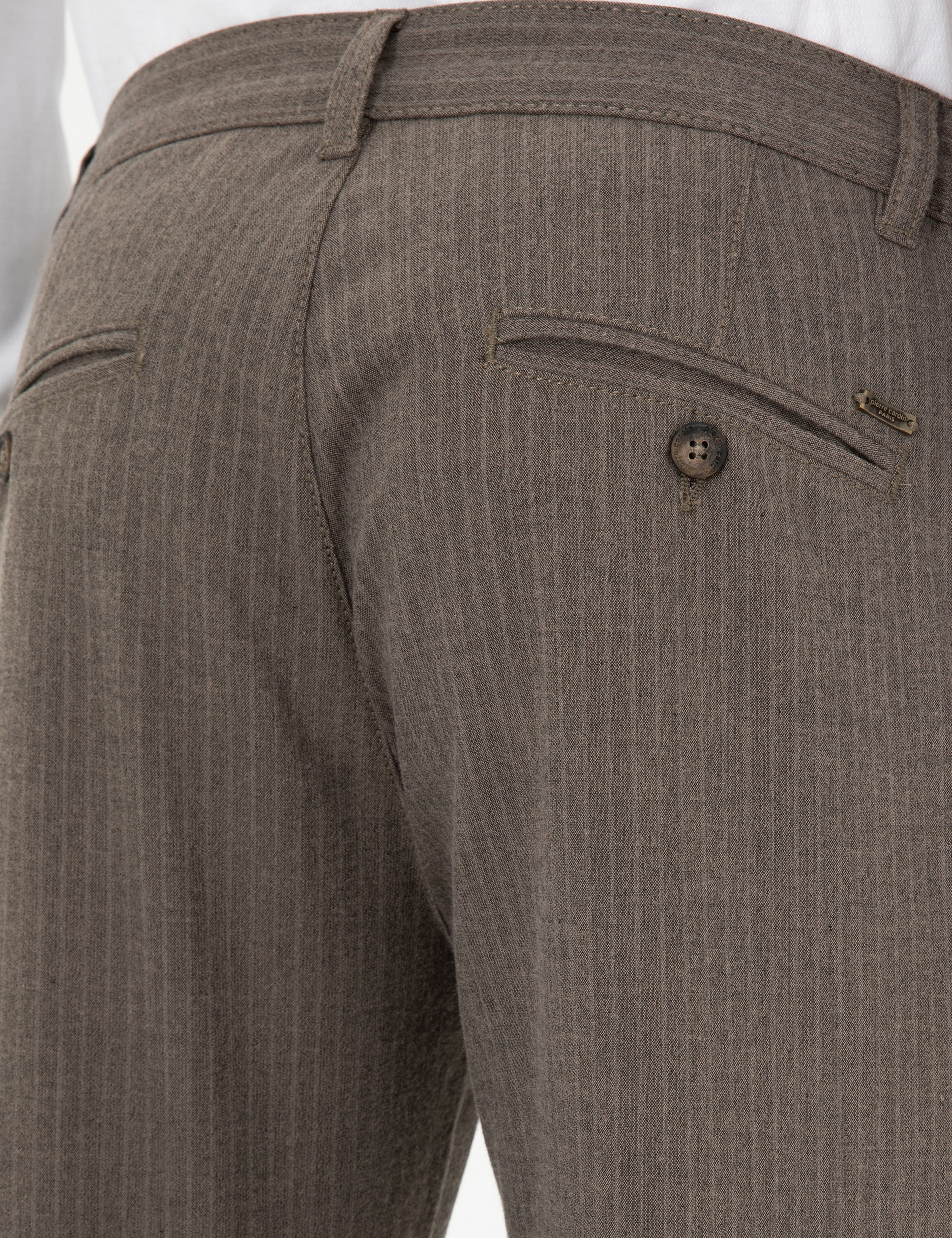 Vizon Slim Fit Çizgili Kanvas Pantolon