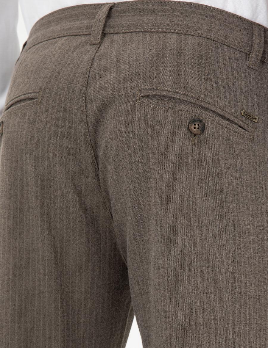 Vizon Slim Fit Çizgili Kanvas Pantolon