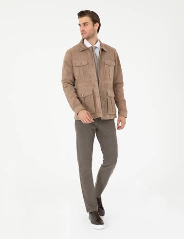 Vizon Slim Fit Çizgili Kanvas Pantolon