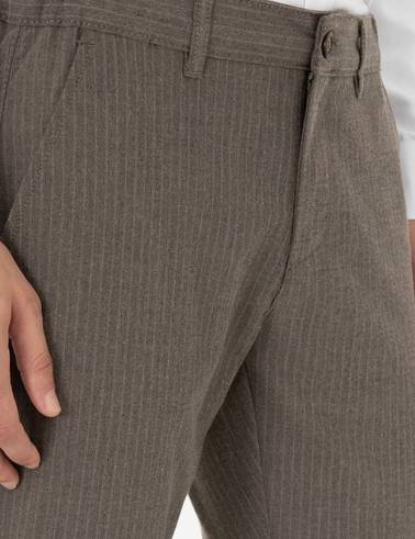 Vizon Slim Fit Çizgili Kanvas Pantolon