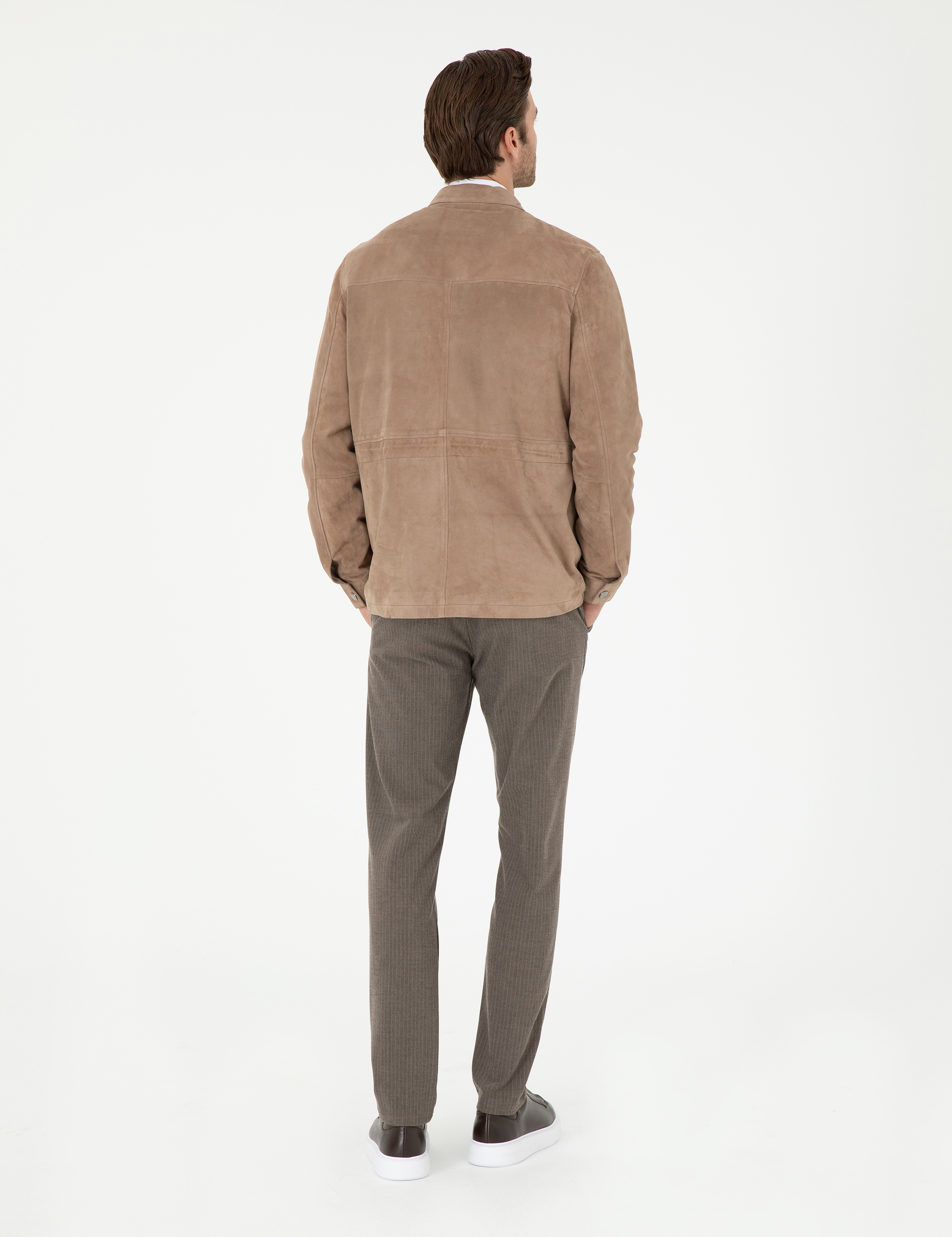 Vizon Slim Fit Çizgili Kanvas Pantolon - Image 4