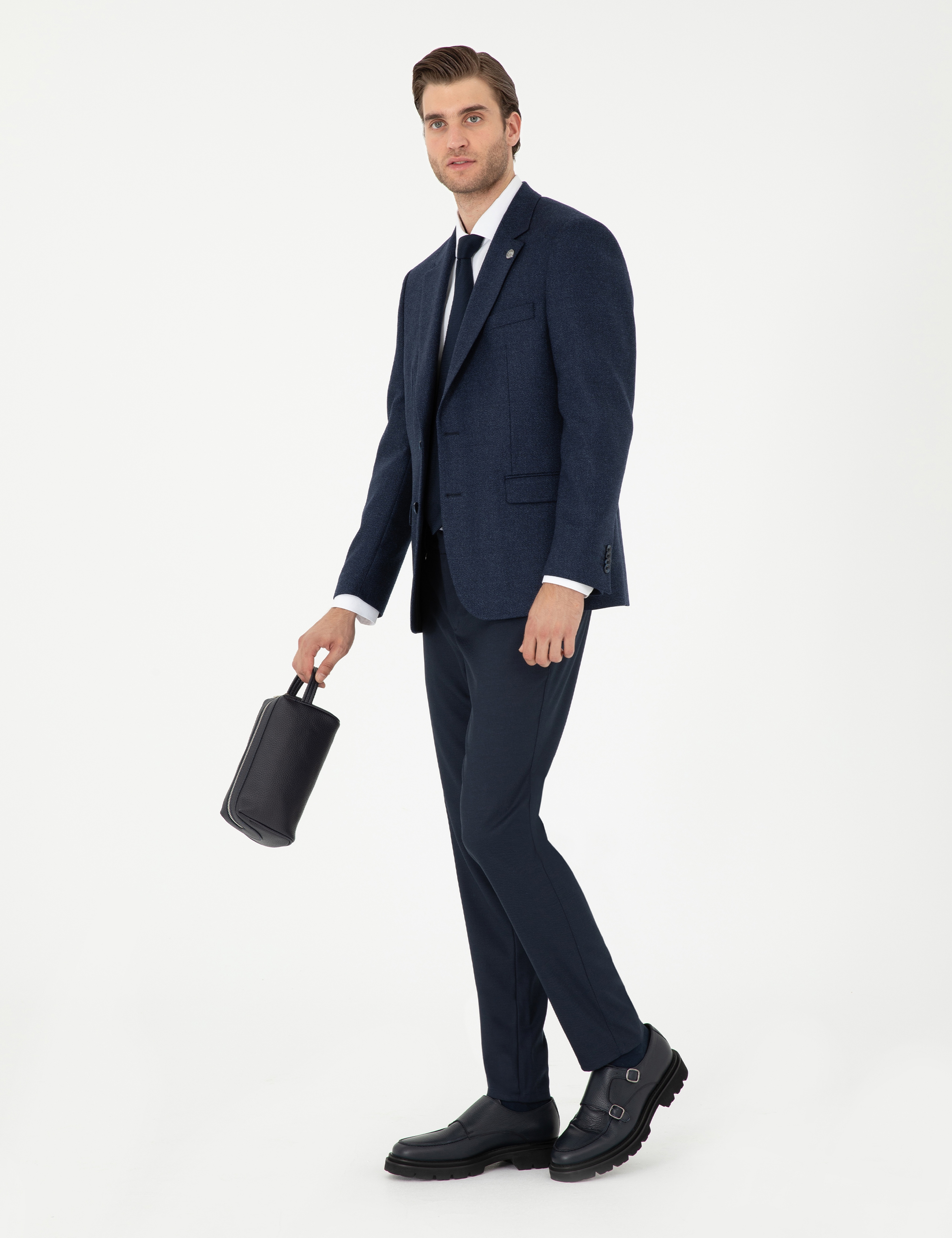 Lacivert Ex. Slim Fit Kumaş Pantolon - Image 3