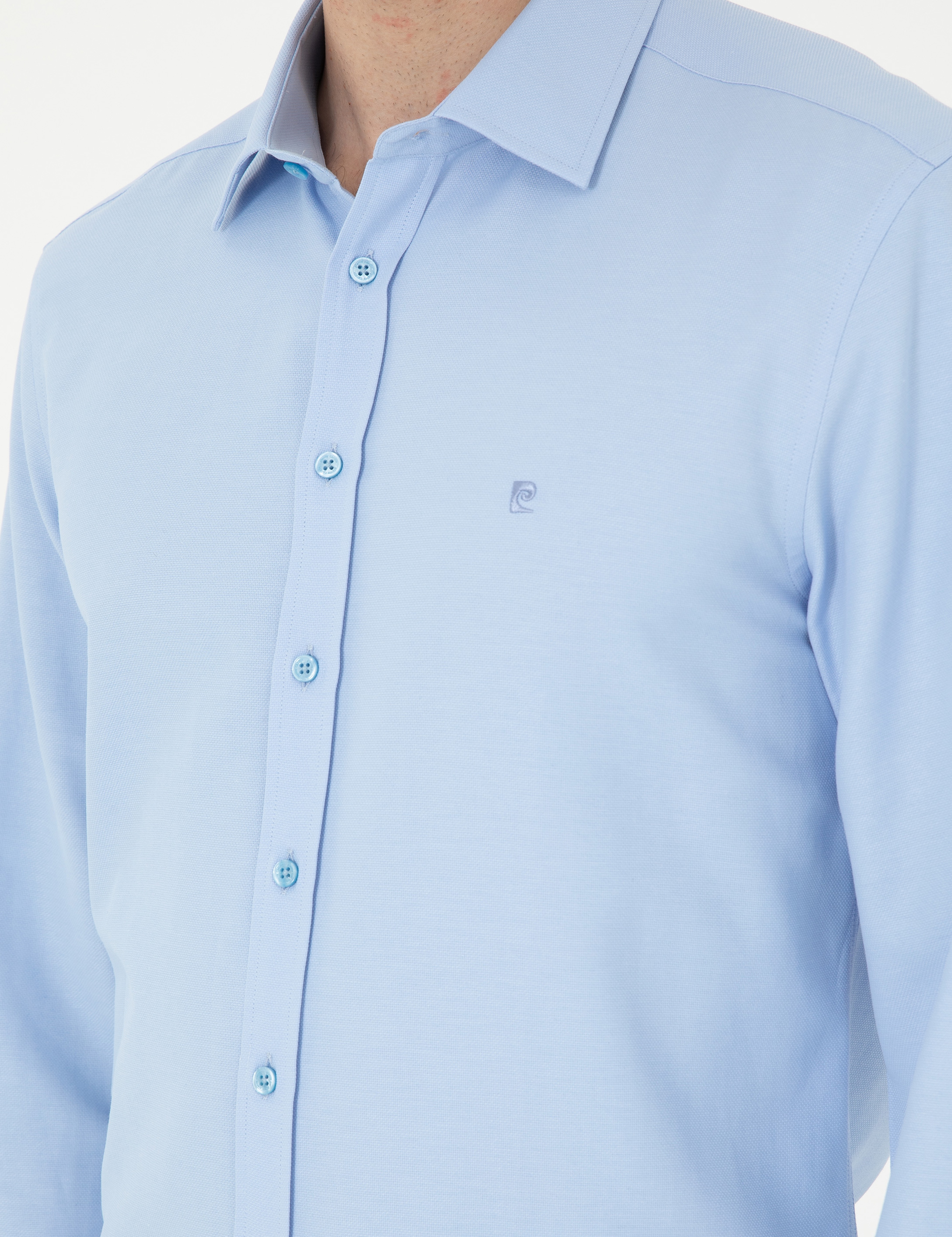 Koyu Mavi Oxford Slim Fit Uzun Kollu Gömlek - Image 7
