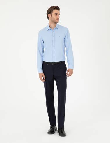 Koyu Mavi Oxford Slim Fit Uzun Kollu Gömlek