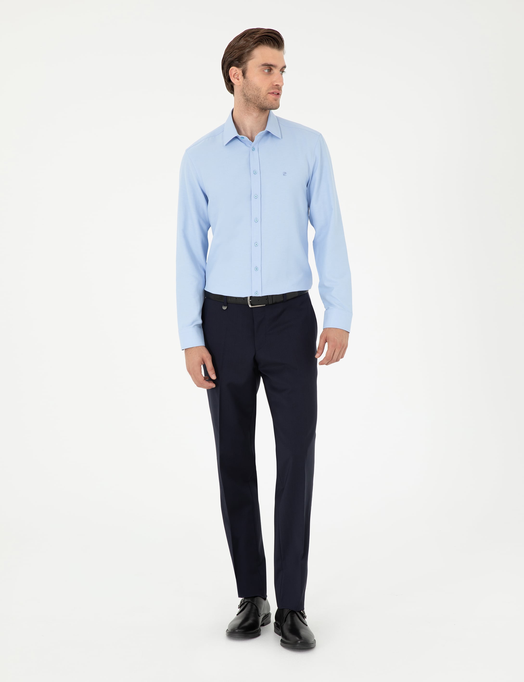 Koyu Mavi Oxford Slim Fit Uzun Kollu Gömlek
