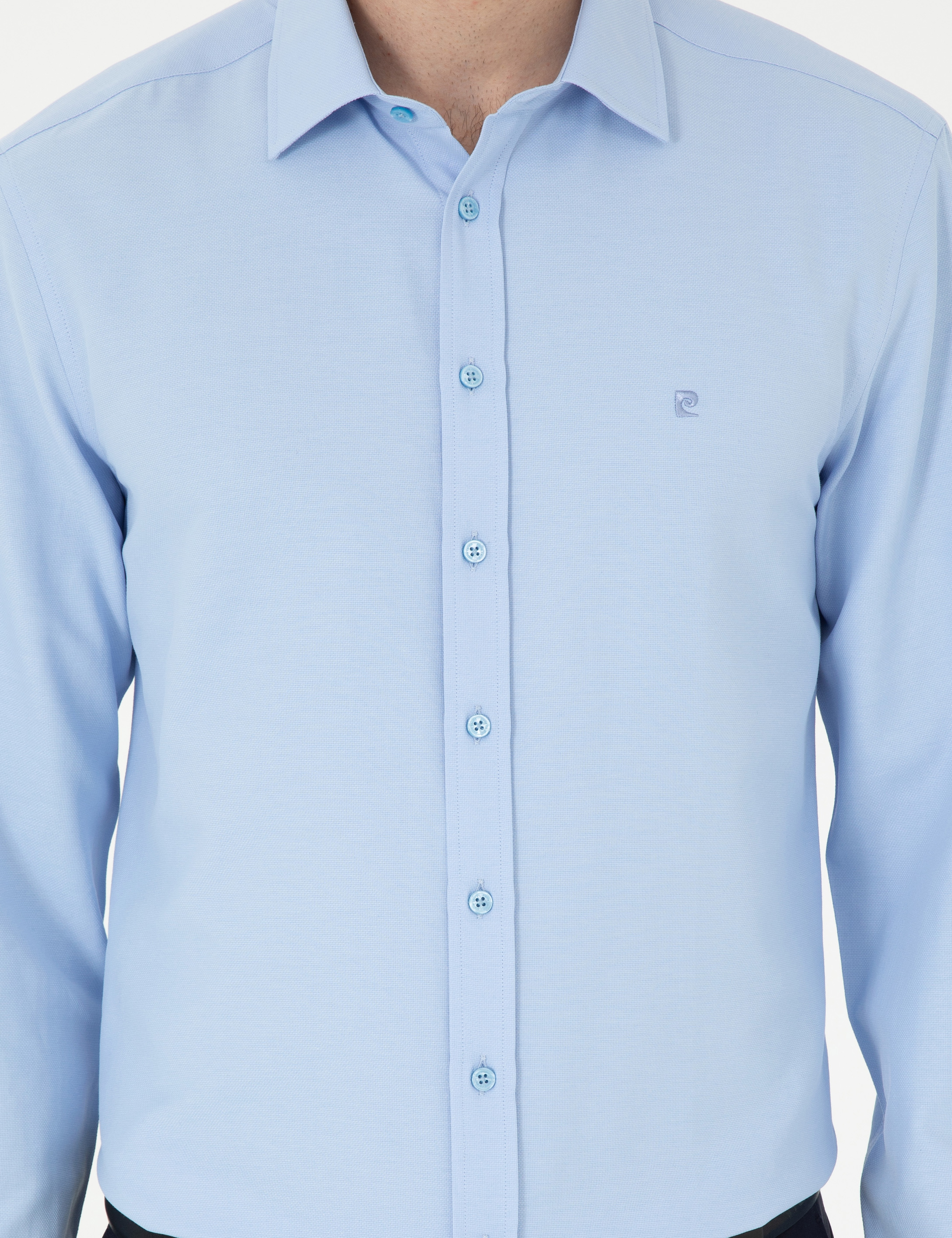 Koyu Mavi Oxford Slim Fit Uzun Kollu Gömlek - Image 6