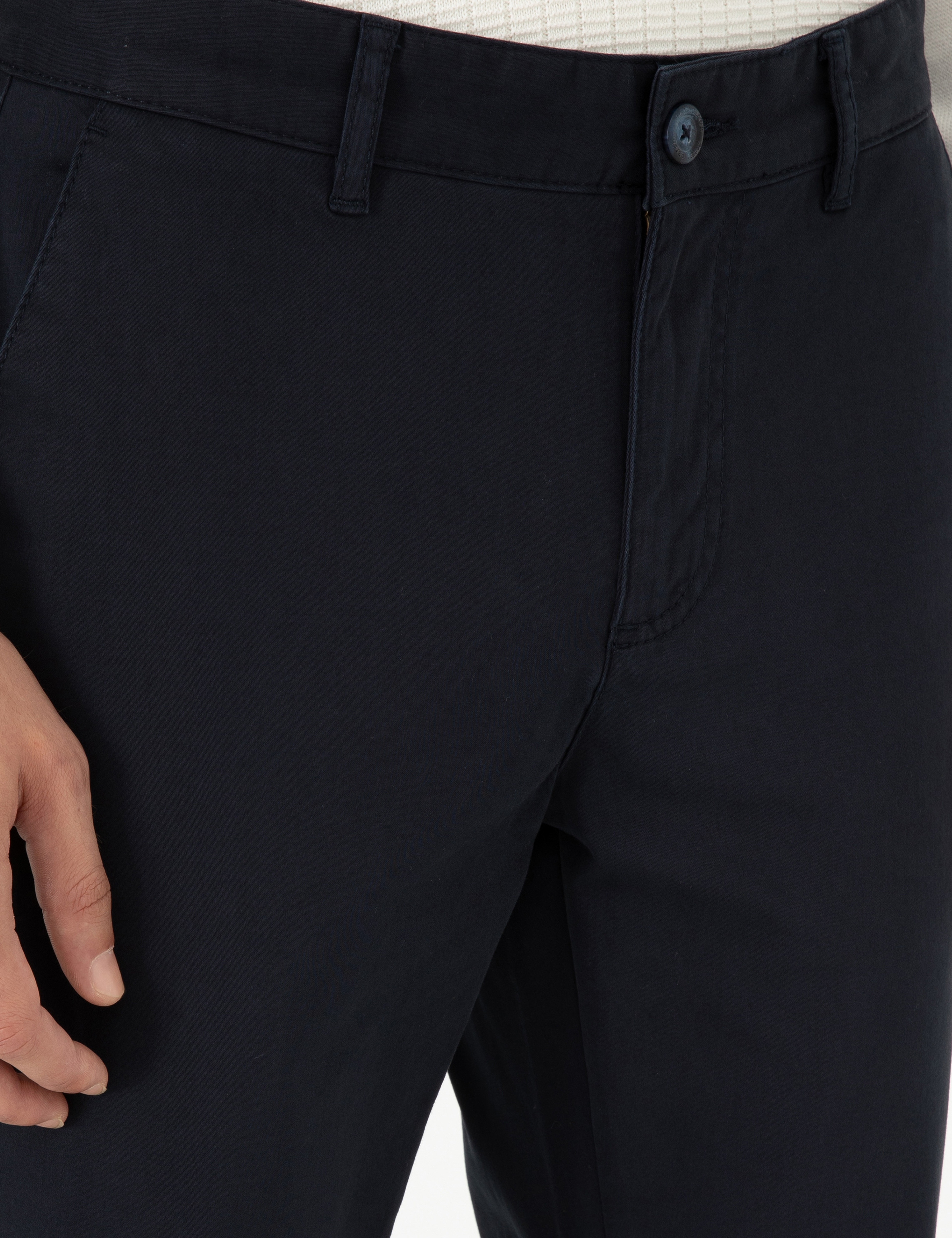 Lacivert Slim Fit Basic Kanvas Pantolon
