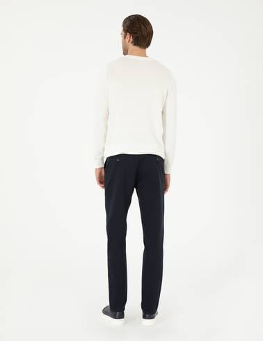 Lacivert Slim Fit Basic Kanvas Pantolon