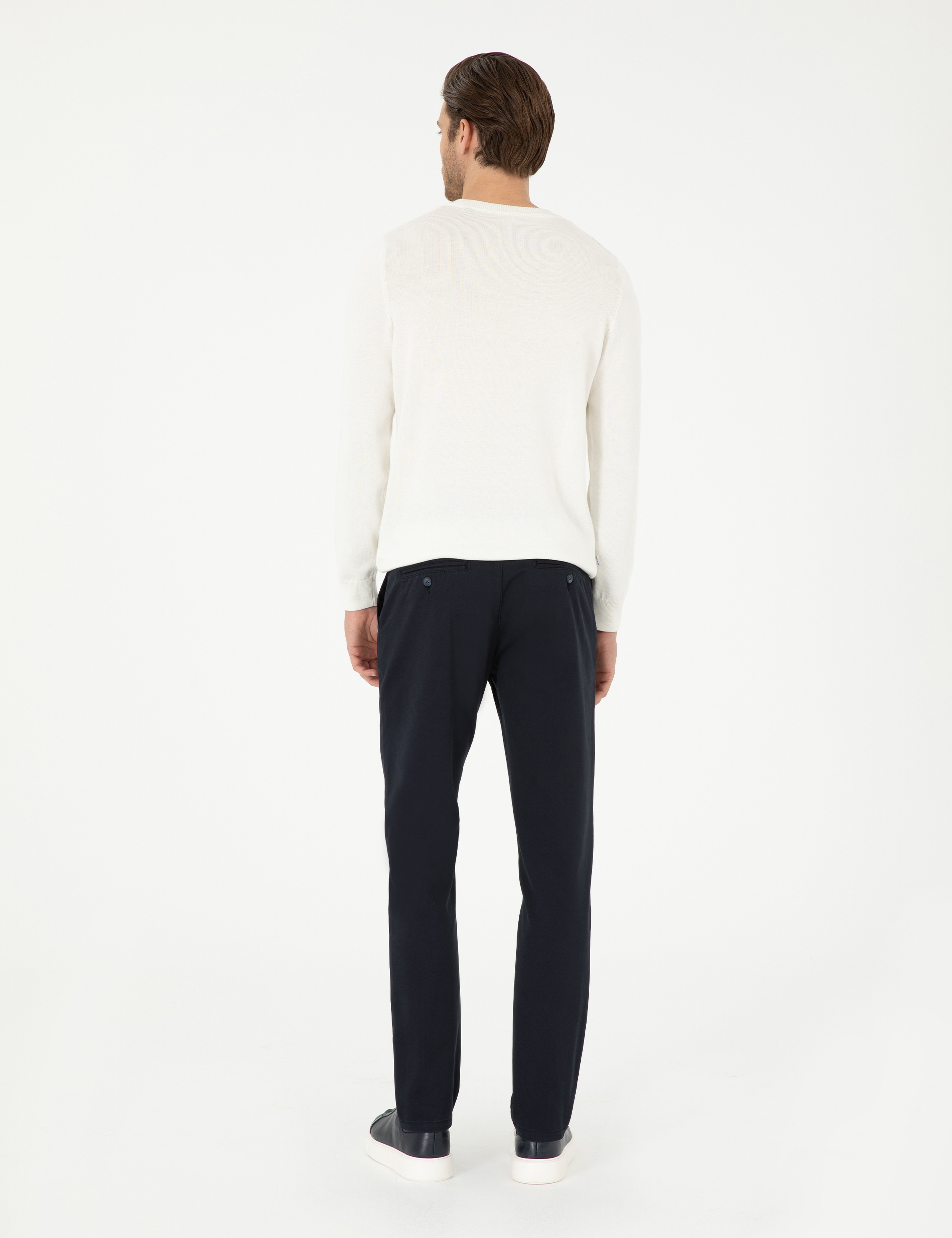 Lacivert Slim Fit Basic Kanvas Pantolon - Image 4
