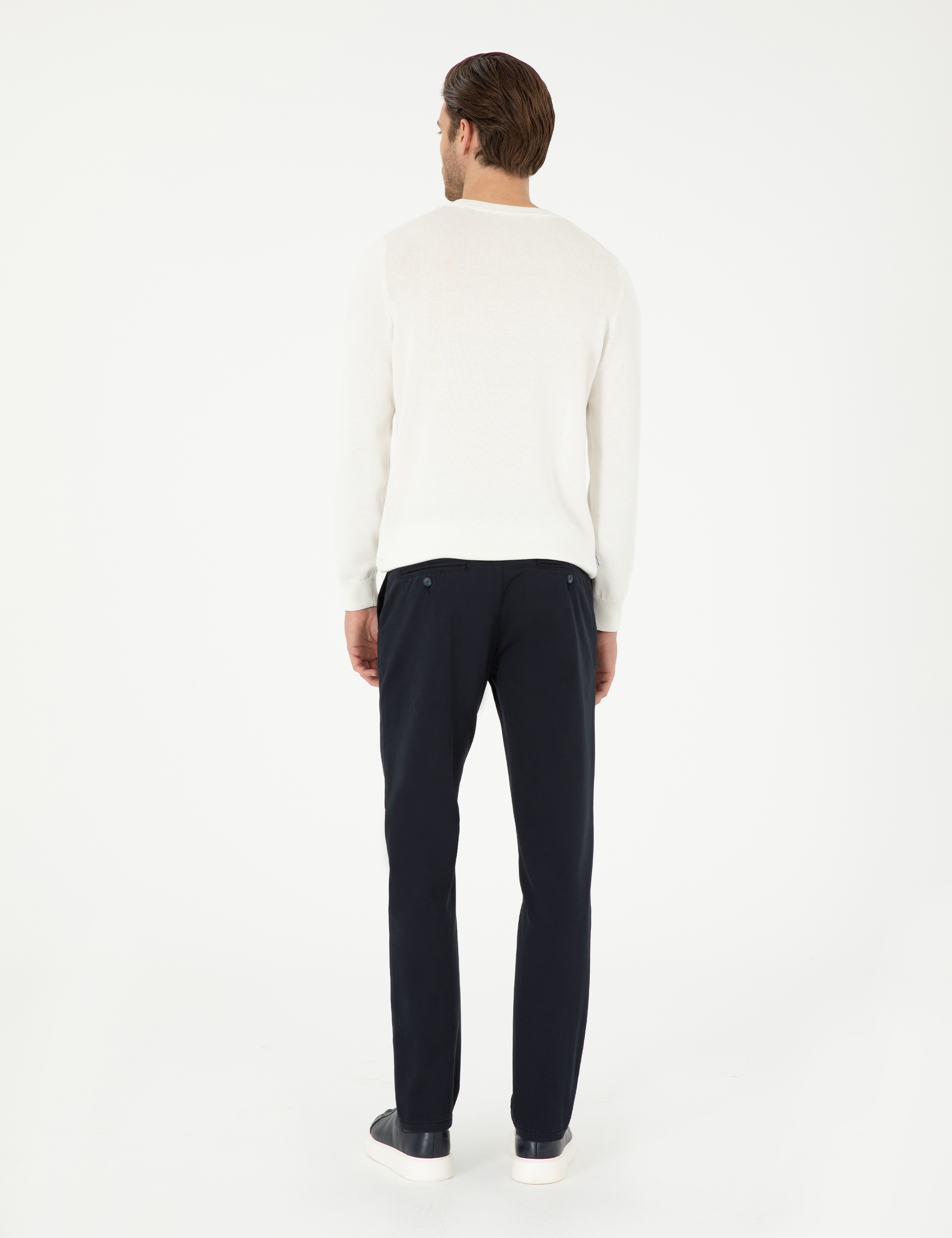 Lacivert Slim Fit Basic Kanvas Pantolon