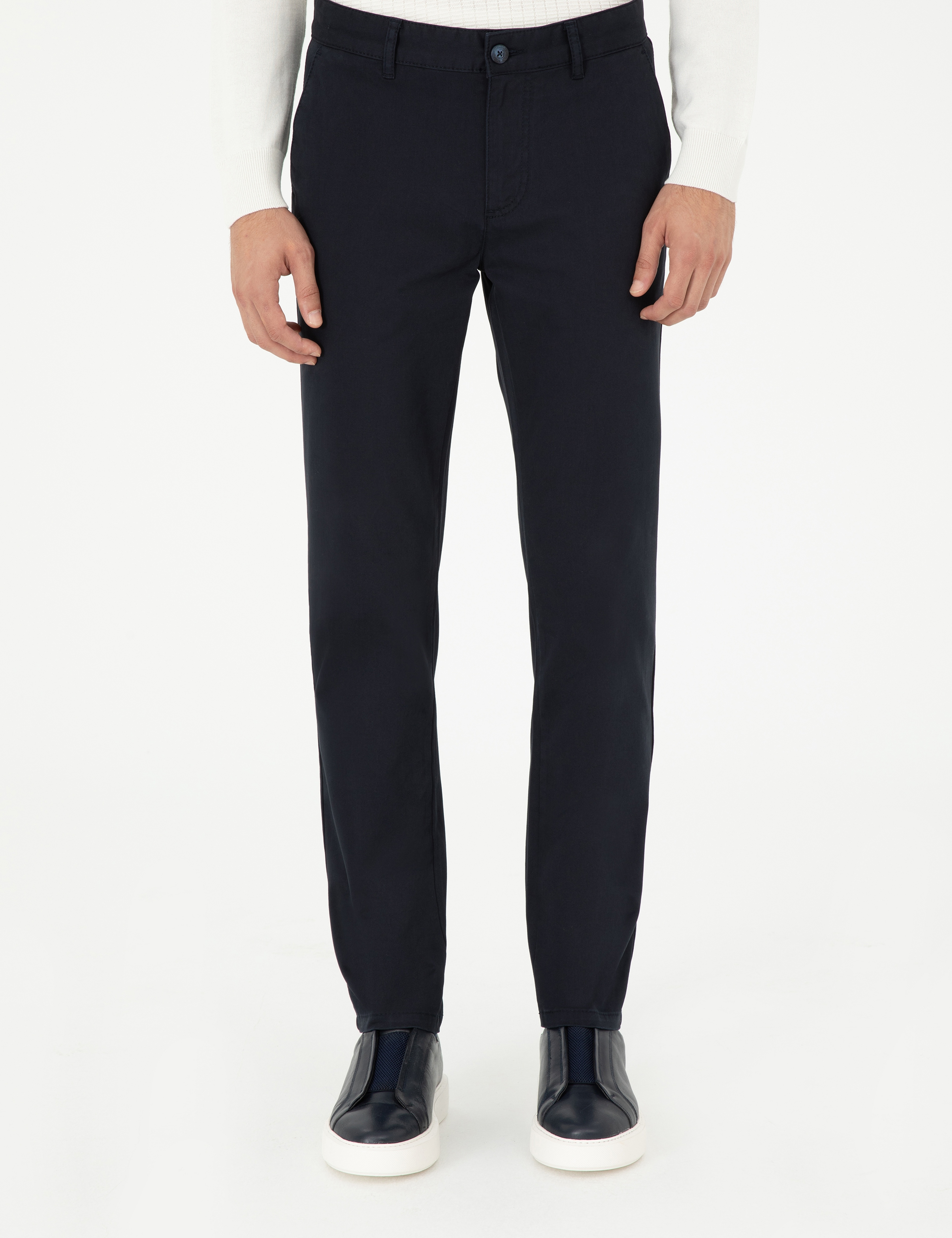 Lacivert Slim Fit Basic Kanvas Pantolon