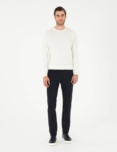 Lacivert Slim Fit Basic Kanvas Pantolon