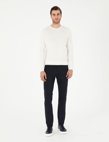 Lacivert Slim Fit Basic Kanvas Pantolon