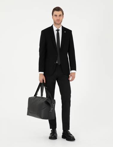 Siyah Yün Karışımlı Ex. Slim Fit Ceket