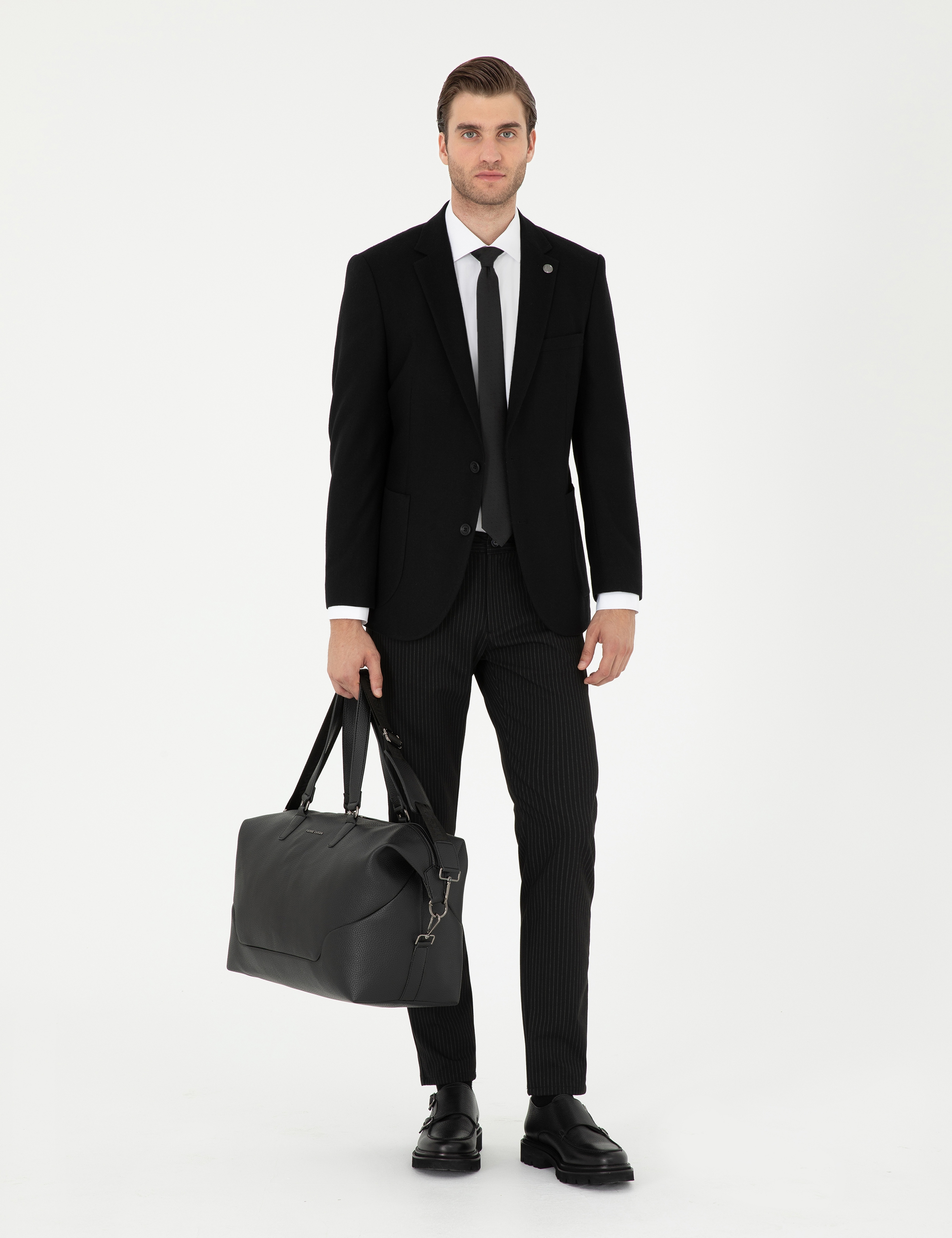 Siyah Yün Karışımlı Ex. Slim Fit Ceket