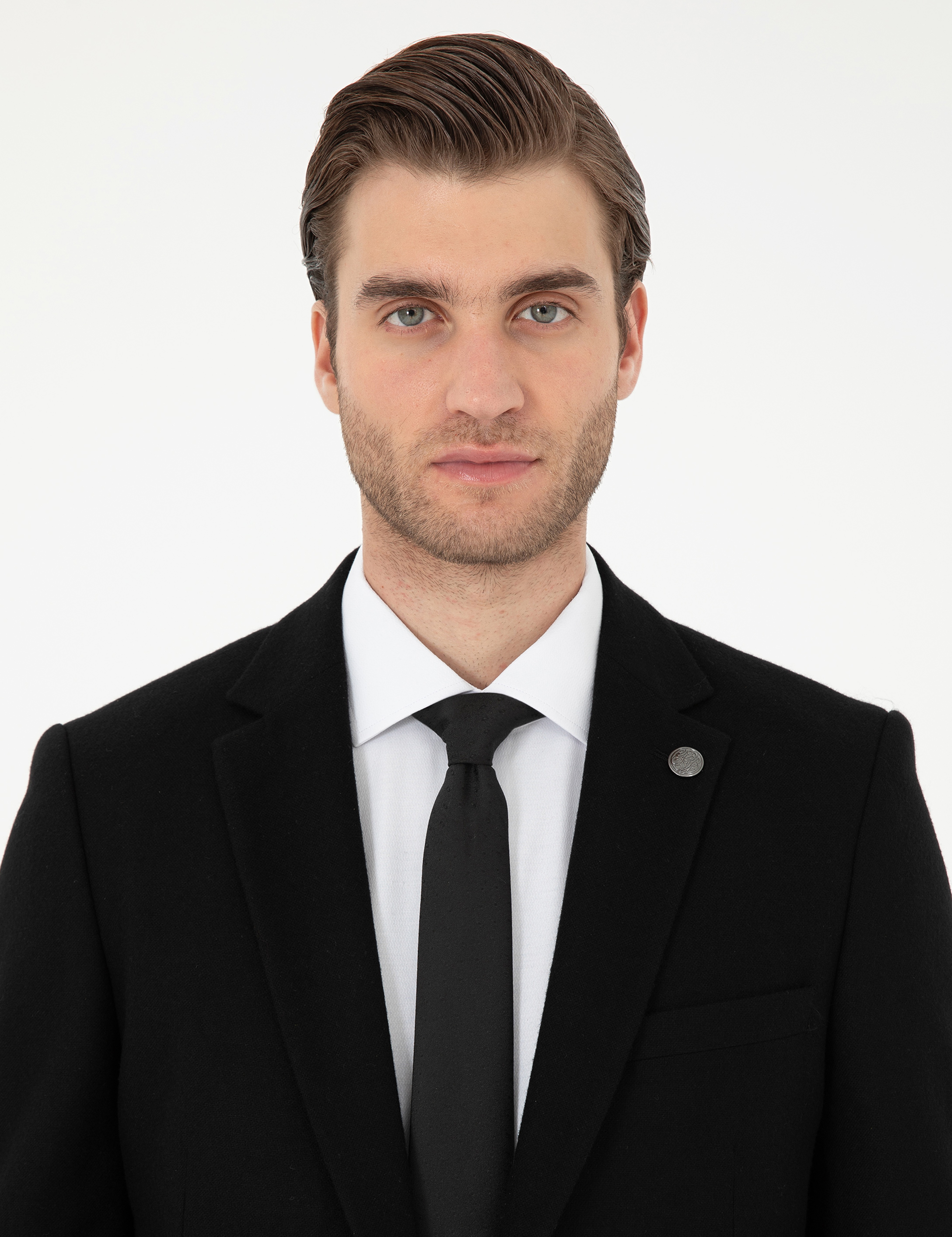 Siyah Yün Karışımlı Ex. Slim Fit Ceket - Image 2