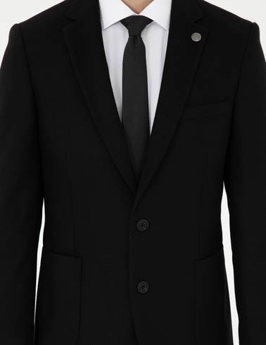 Siyah Yün Karışımlı Ex. Slim Fit Ceket