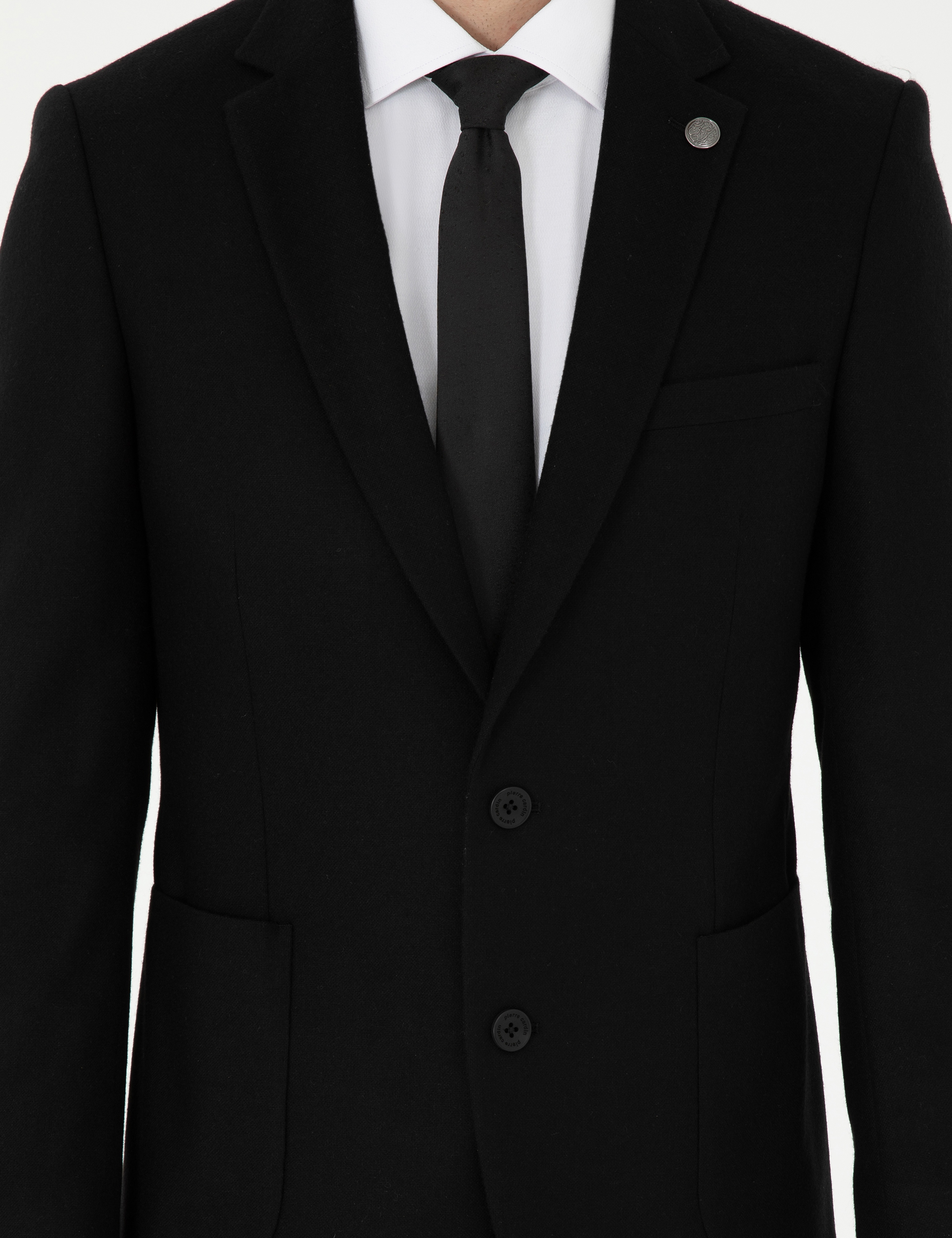 Siyah Yün Karışımlı Ex. Slim Fit Ceket