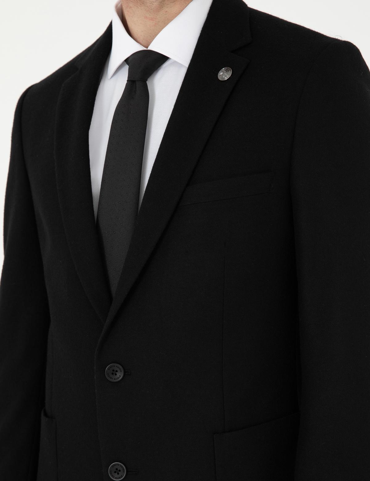 Siyah Yün Karışımlı Ex. Slim Fit Ceket - 50291930080