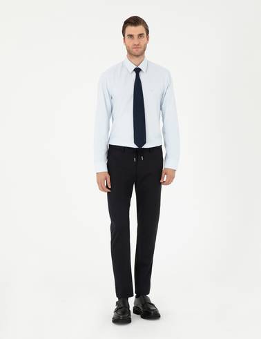 Lacivert Slim Fit Jogger Kanvas Pantolon