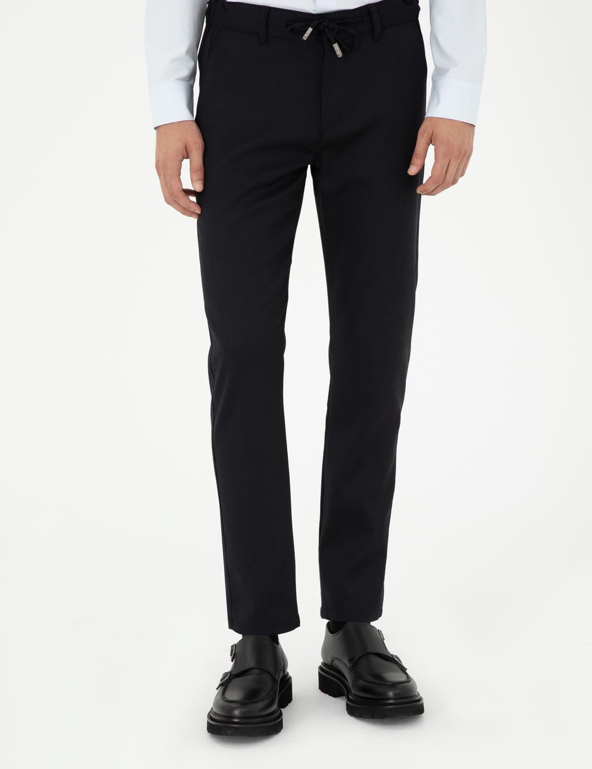 Lacivert Slim Fit Jogger Kanvas Pantolon - 50296207012