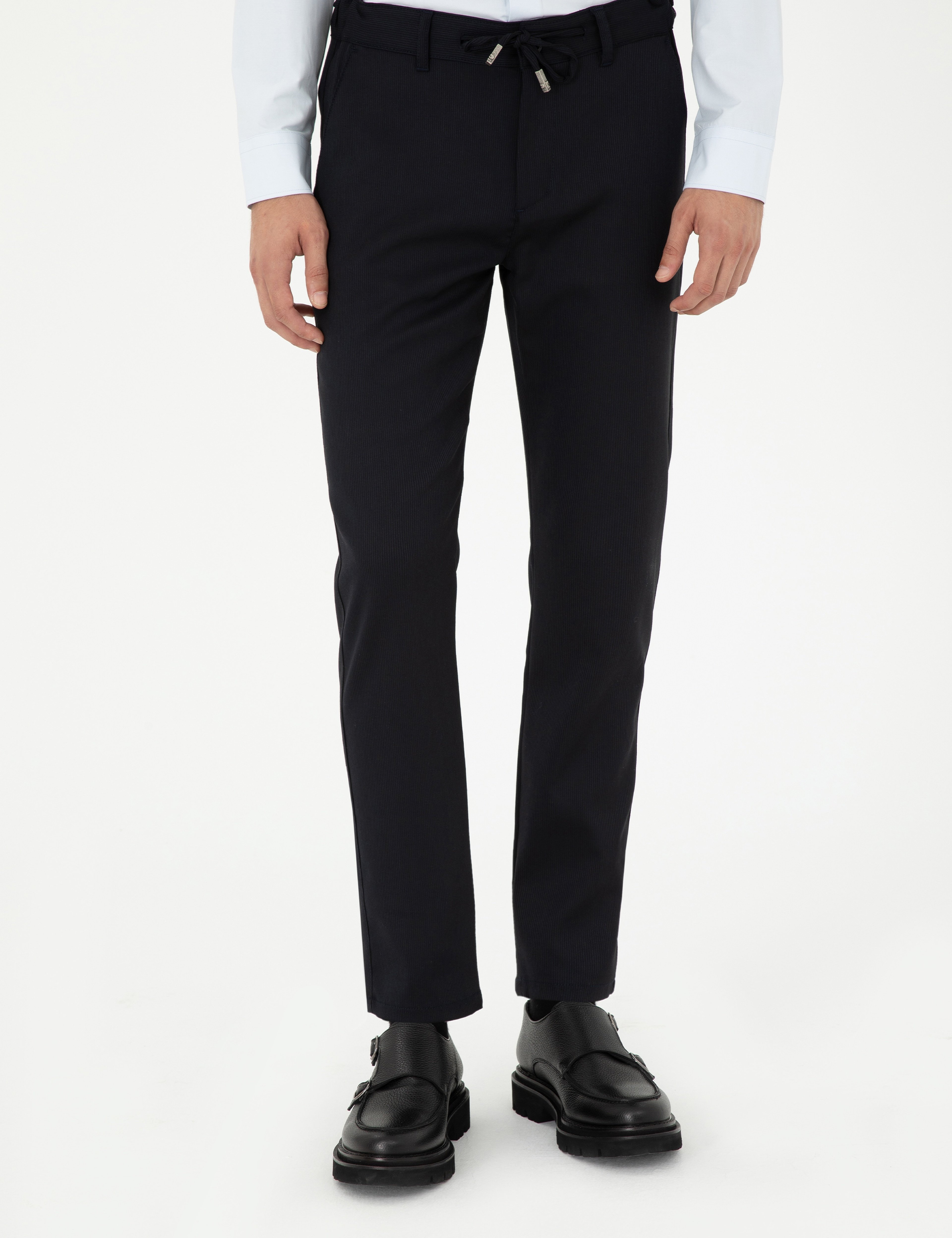 Lacivert Slim Fit Jogger Kanvas Pantolon - Image 2
