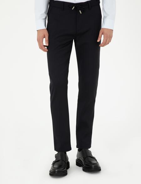 Lacivert Slim Fit Jogger Kanvas Pantolon - 50296207012