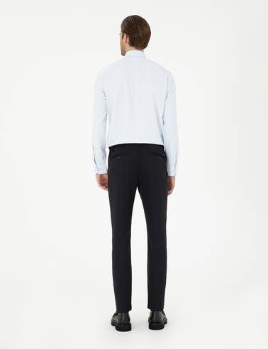Lacivert Slim Fit Jogger Kanvas Pantolon