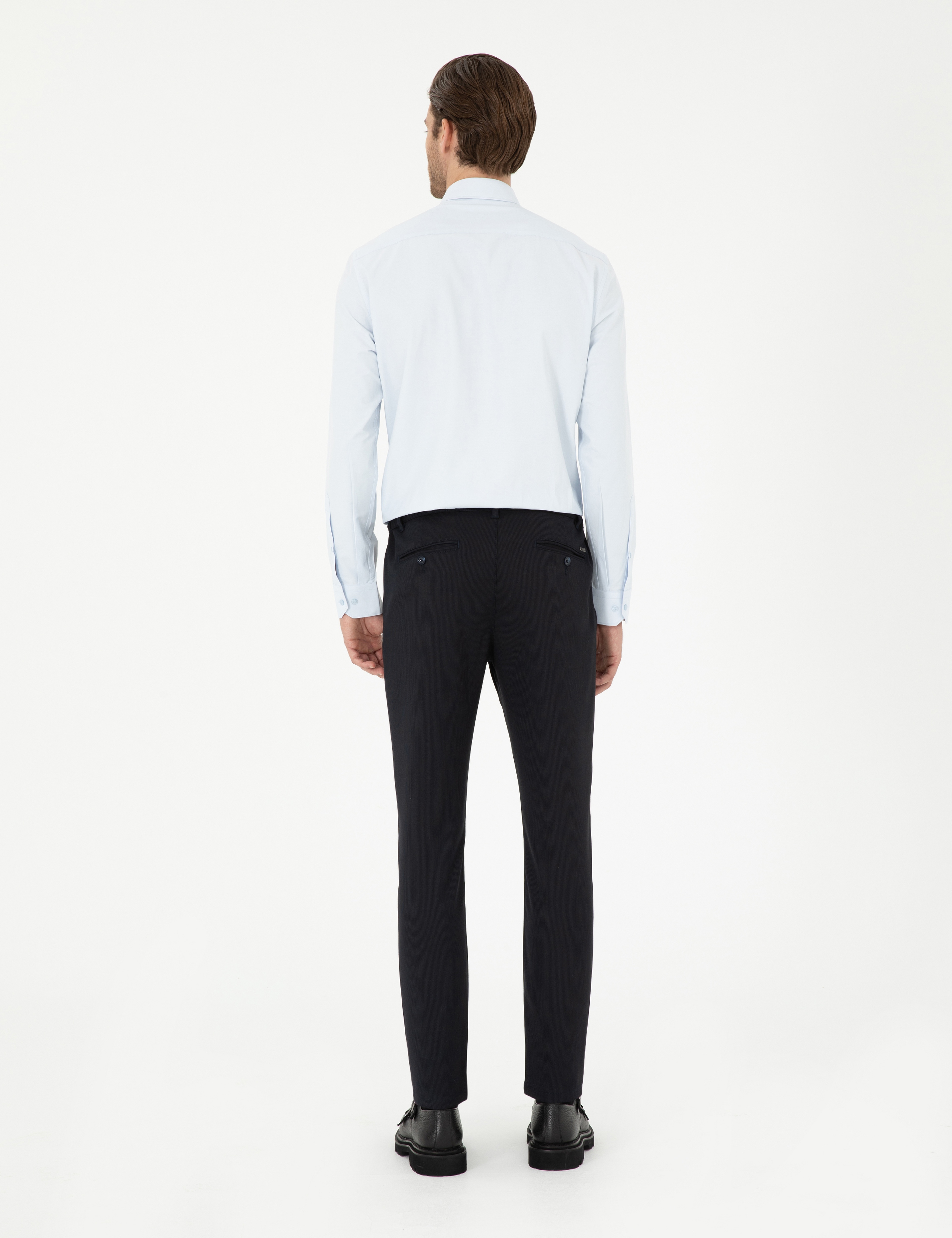 Lacivert Slim Fit Jogger Kanvas Pantolon