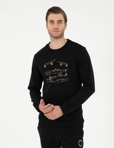 Siyah 3 İplik Regular Fit İçi Sweatshirt