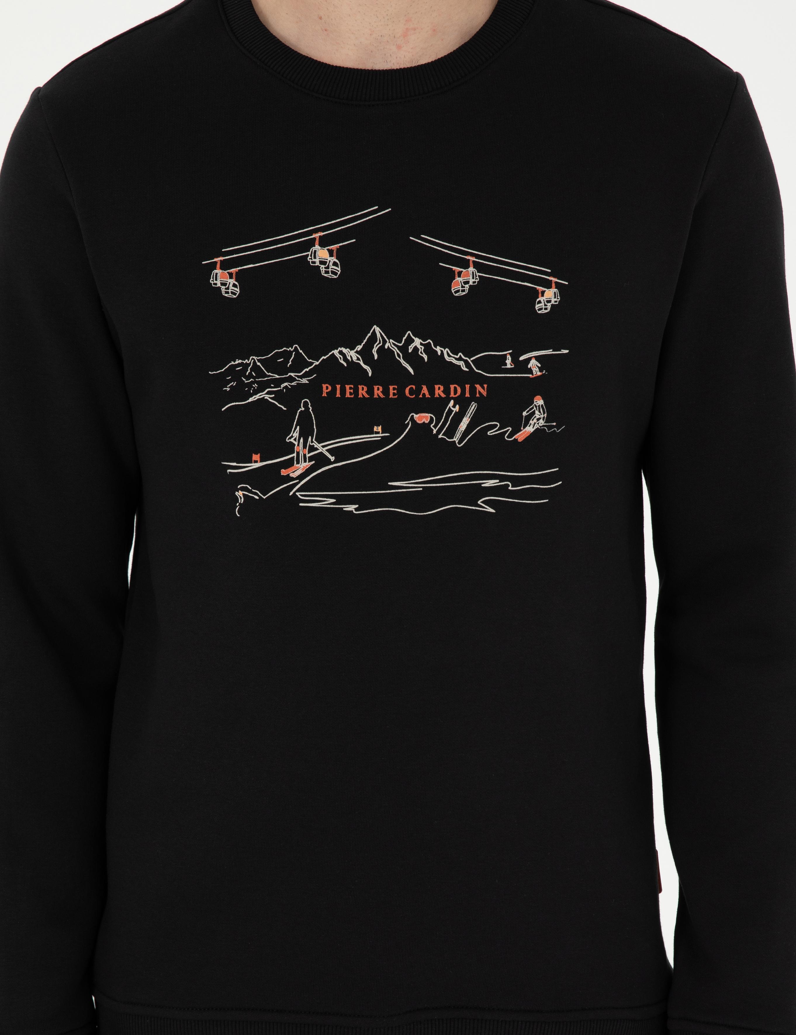 Siyah 3 İplik Regular Fit İçi Polarlı Sweatshirt