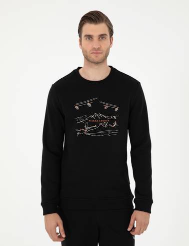 Siyah 3 İplik Regular Fit İçi Sweatshirt