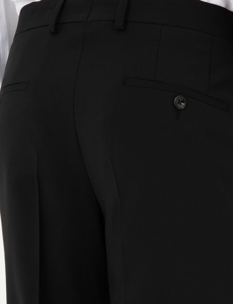 Siyah Slim Fit Yün Kumaş Pantolon