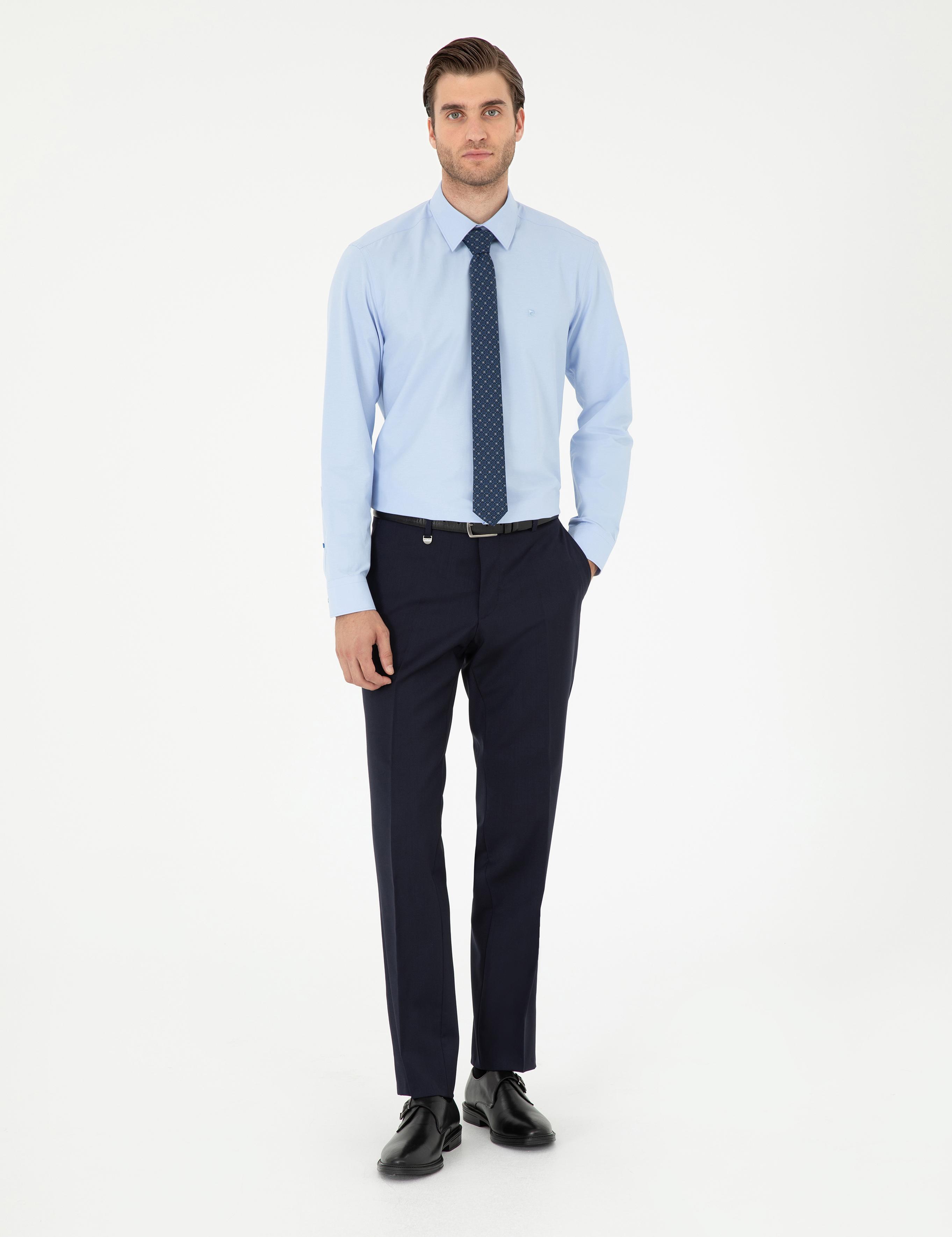 Lacivert Slim Fit Yün Kumaş Pantolon