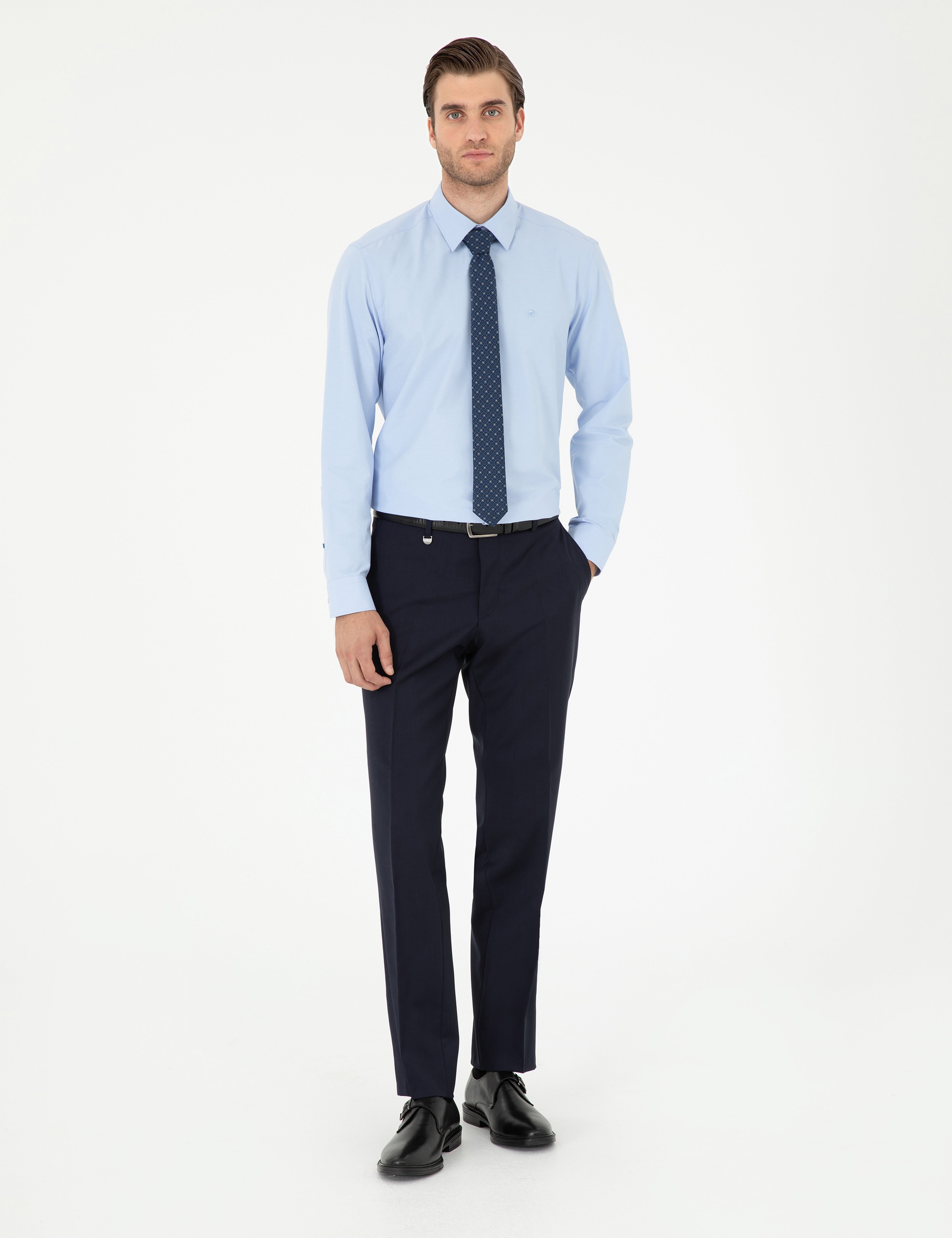 Lacivert Slim Fit Yün Kumaş Pantolon - Image 1