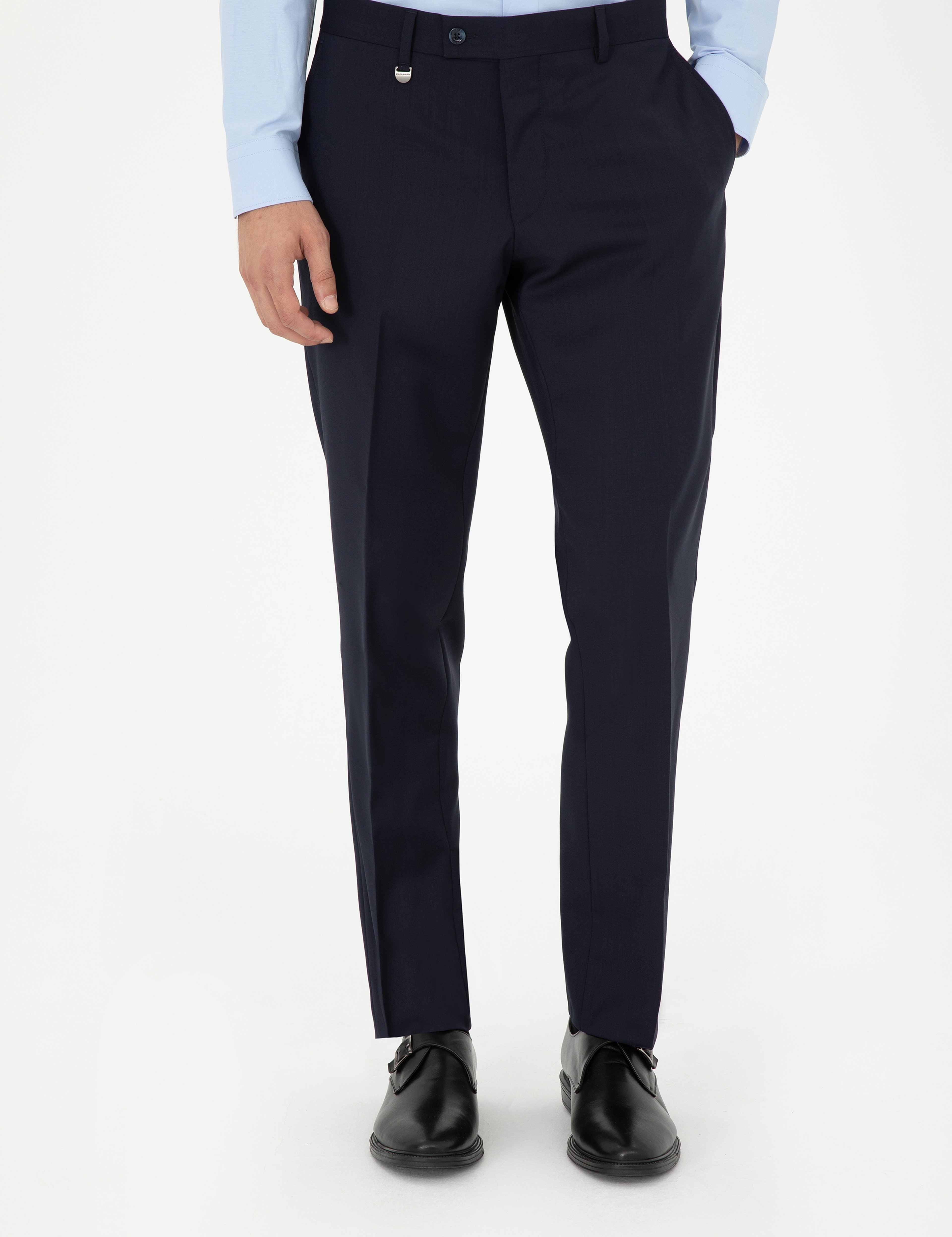Lacivert Slim Fit Yün Kumaş Pantolon - Image 2