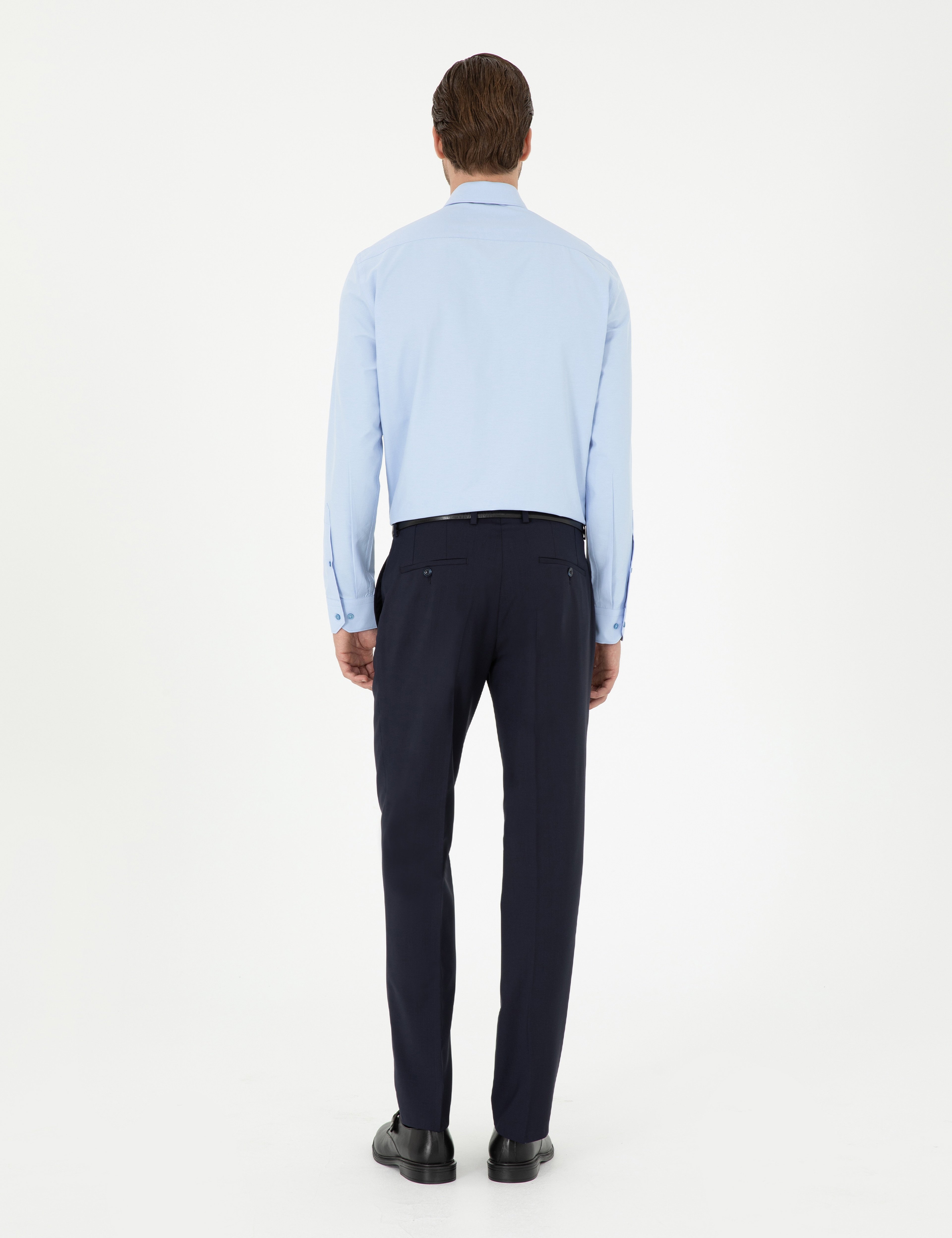Lacivert Slim Fit Yün Kumaş Pantolon - Image 4