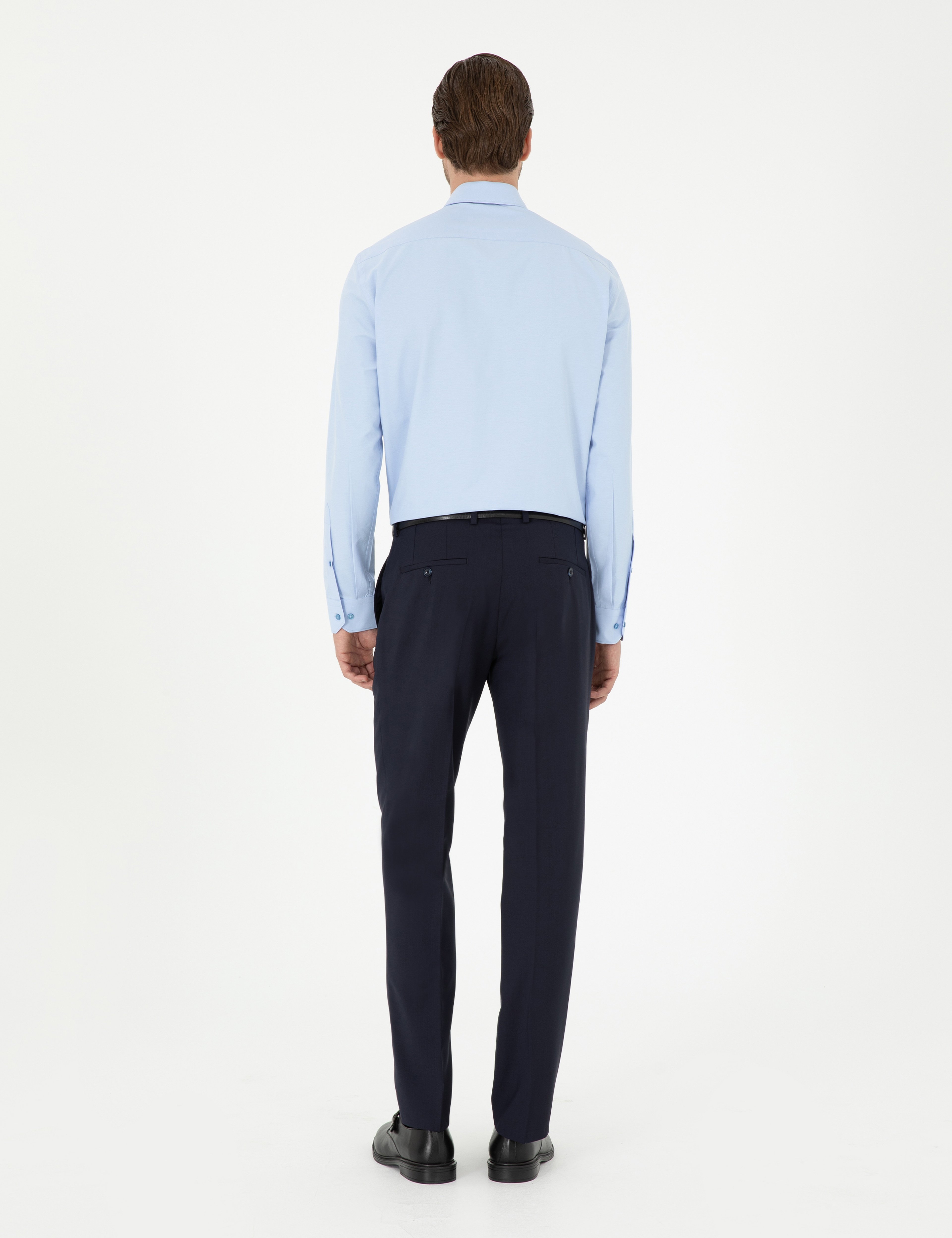 Lacivert Slim Fit Yün Kumaş Pantolon