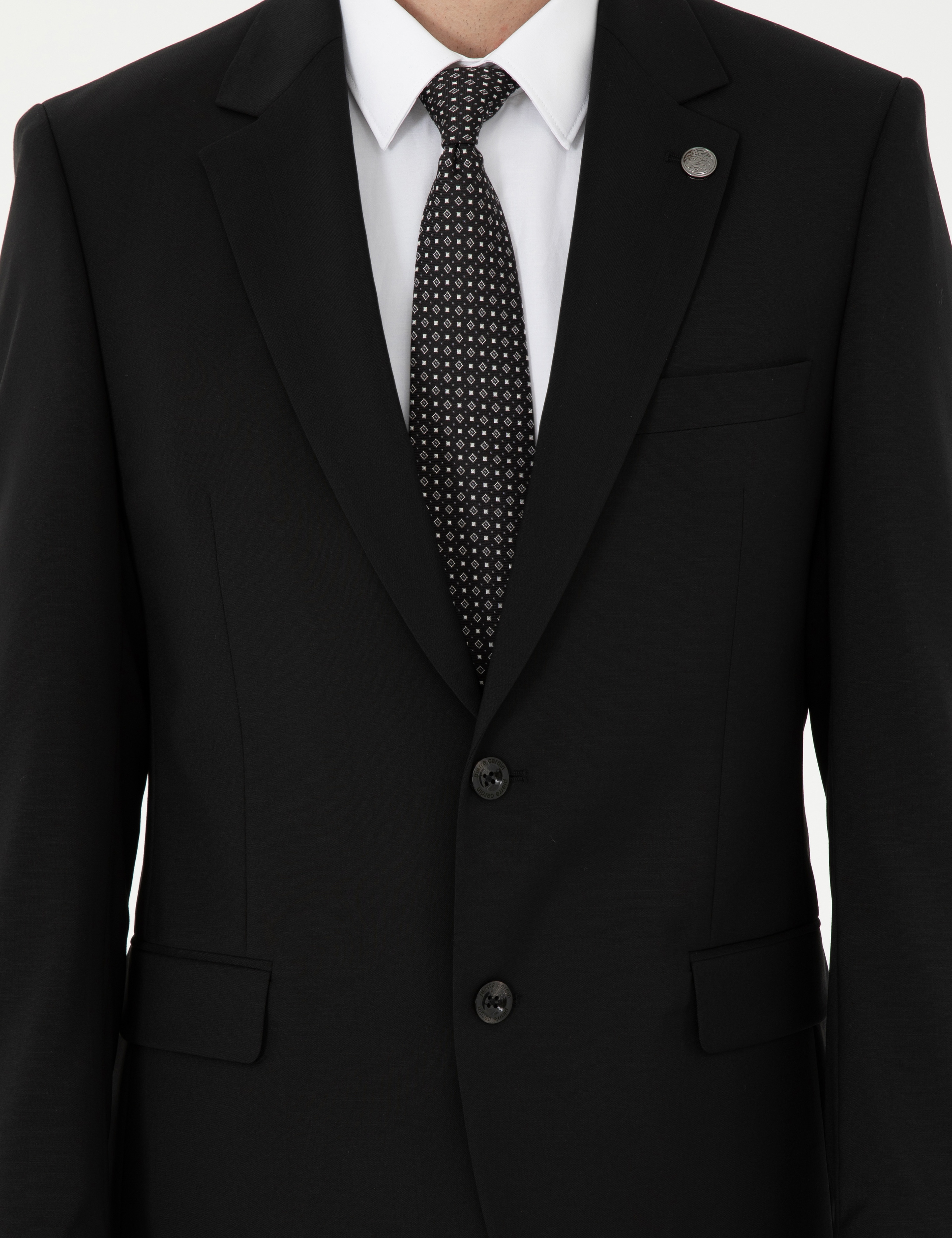 Siyah Slim Fit Yün Takım Elbise - Image 6