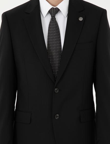 Siyah Slim Fit %100 Yün Takım Elbise - 50294275065