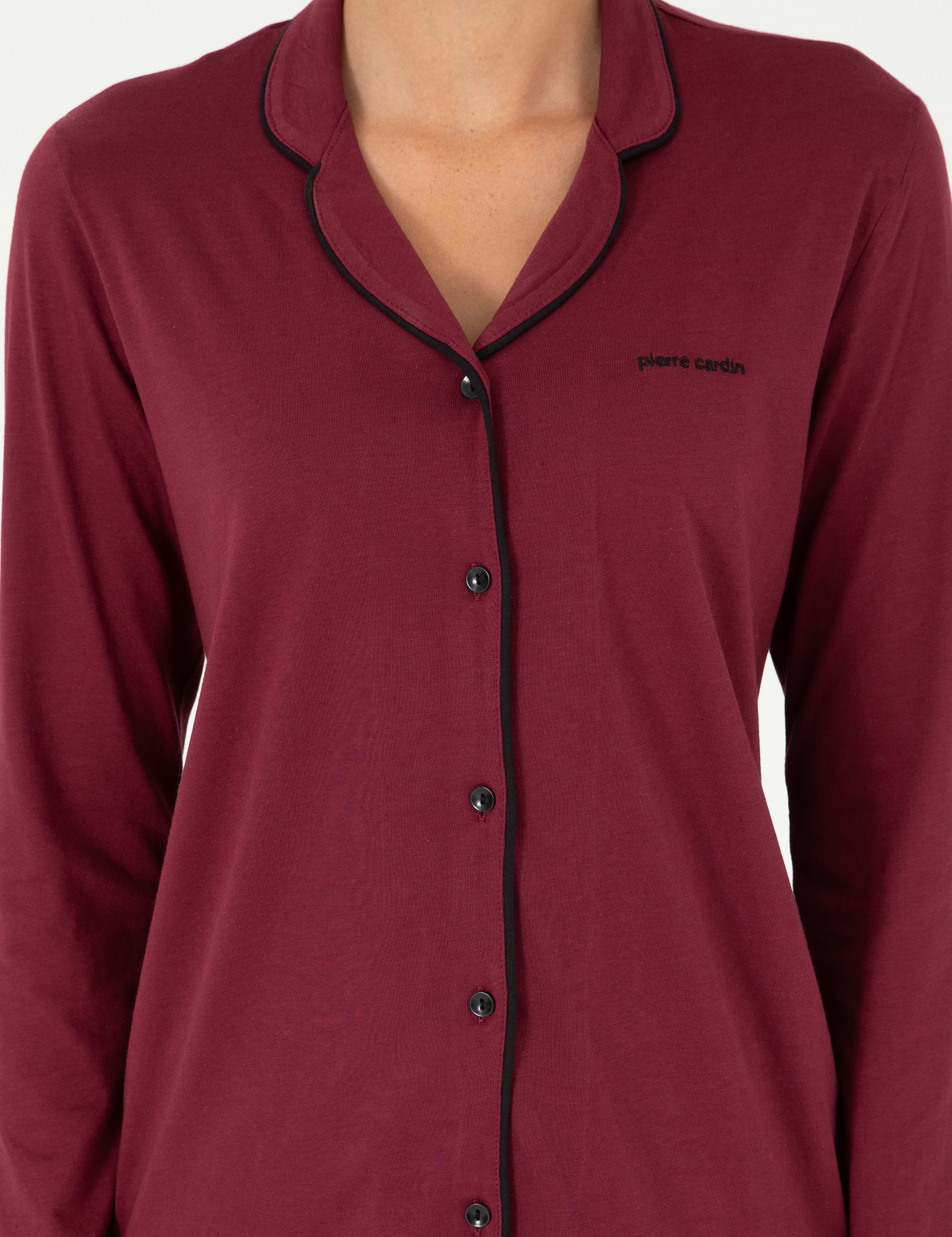 Bordo Düğmeli Pijama Takımı - Image 6