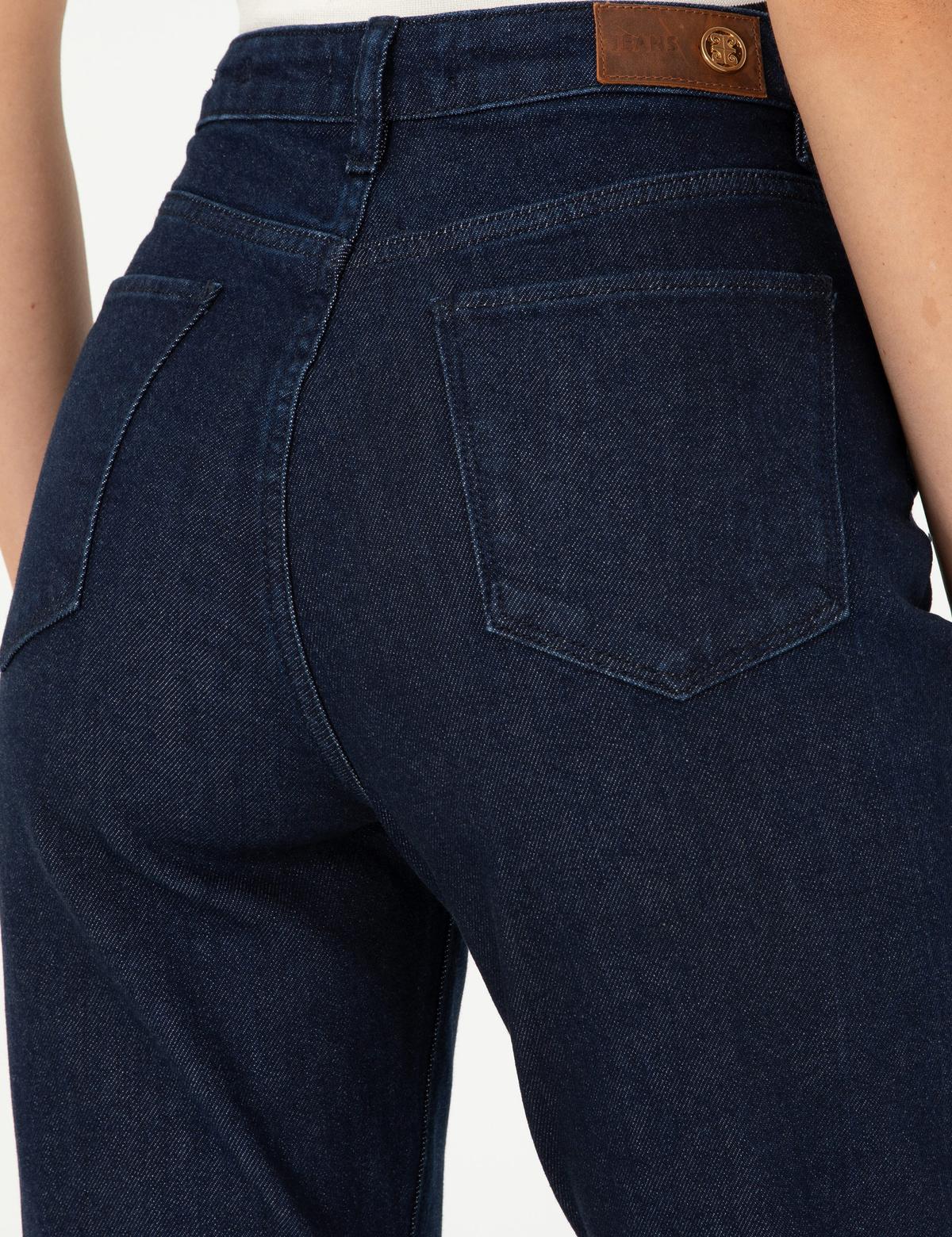 Koyu İndigo Mom Fit Jean Pantolon - 50293347013