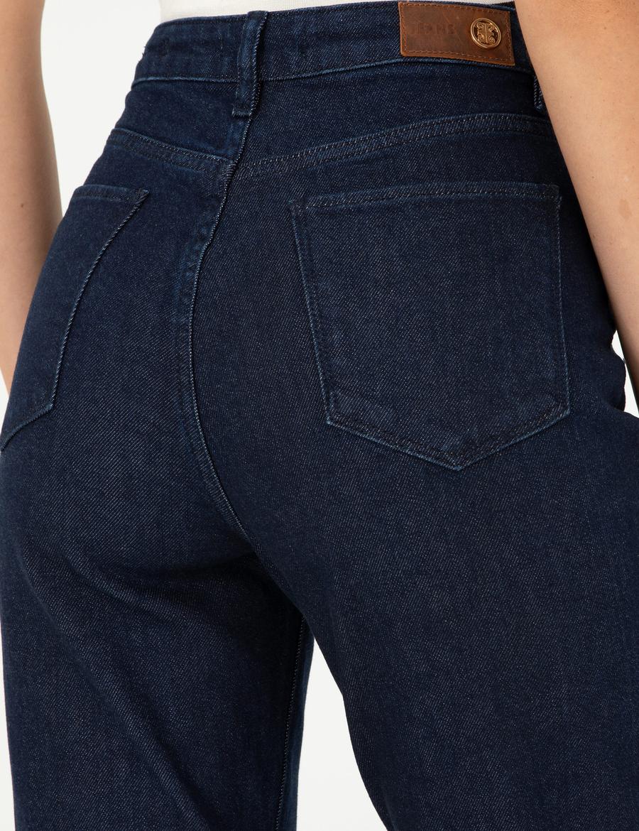 Koyu İndigo Mom Fit Jean Pantolon